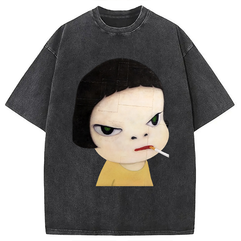 Too Young To Die Smoking Girl Washed T-Shirt Funny Quote Unisex Shirt Gifts For BFF