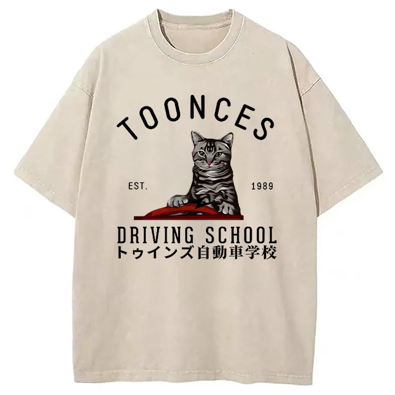Toonces Driving School Washed T-Shirt Casual Oversized Outfit Style Gifts For Brother Toonces Driving School Washed T-Shirt Casual Oversized Outfit Style Gifts For Brother