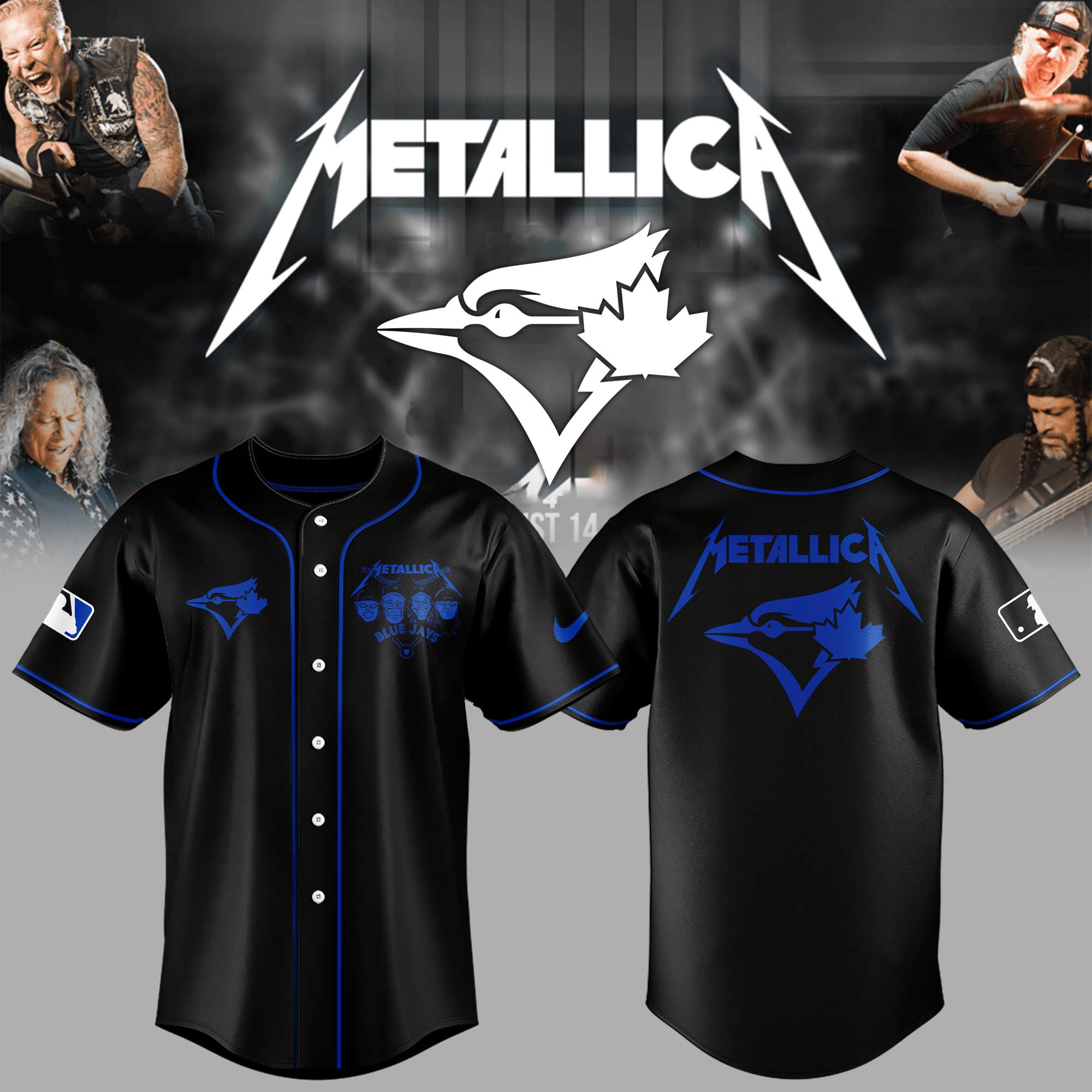 Toronto Blue Jays Baseball Metallica Night Black Jersey Gifts For Baseball Players