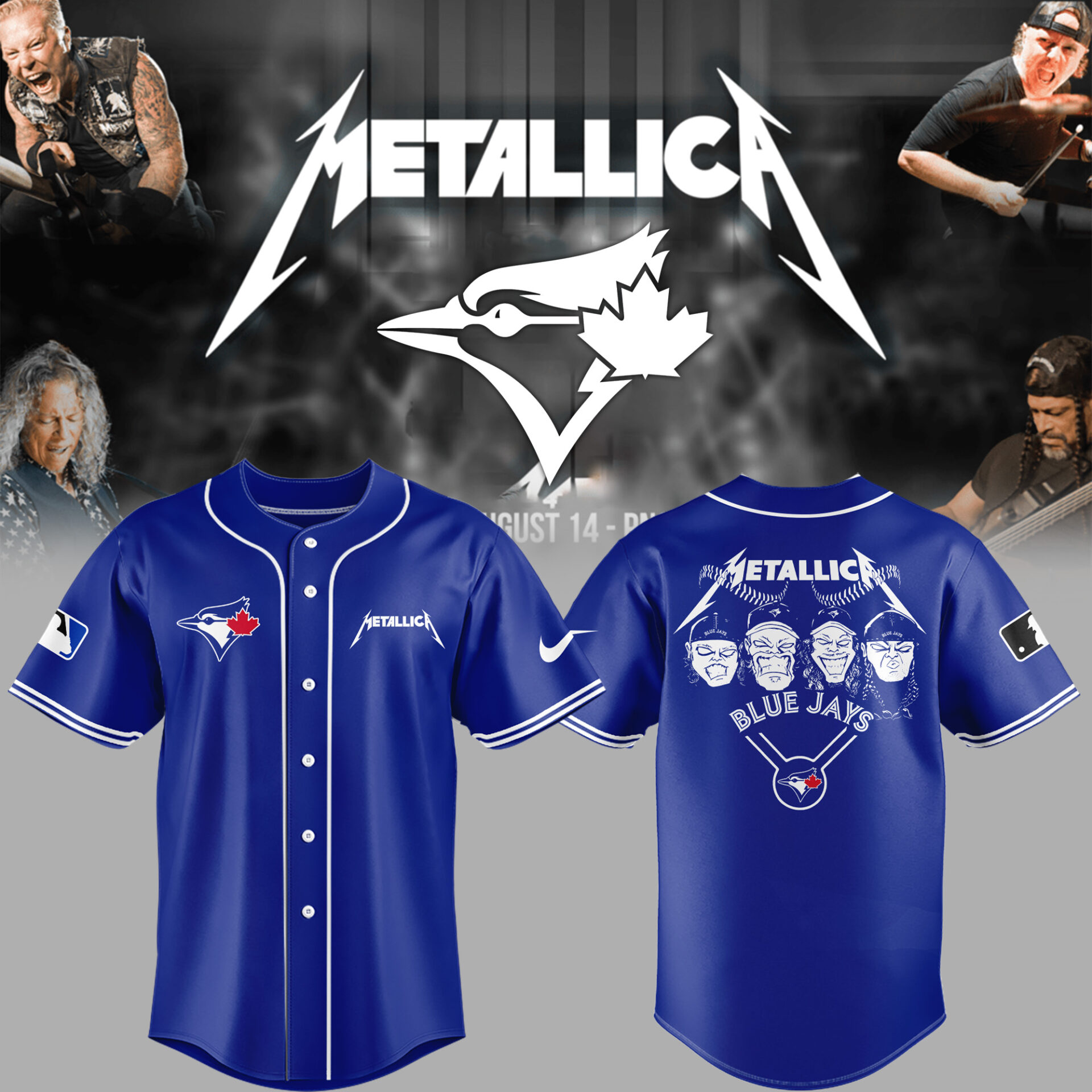 Toronto Blue Jays Baseball Metallica Night Blue Jersey Unique Baseball Gifts