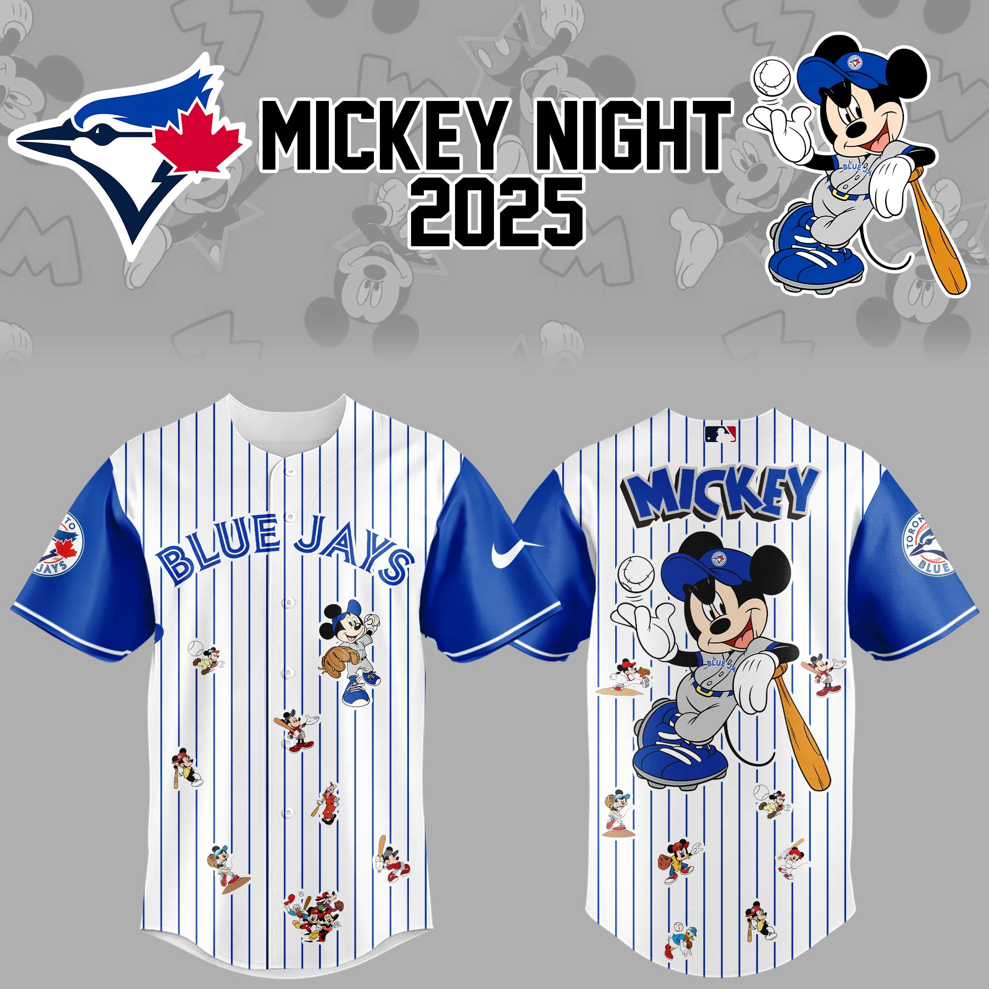 Toronto Blue Jays Baseball Mickey Night Jersey Gifts For Baseball Players