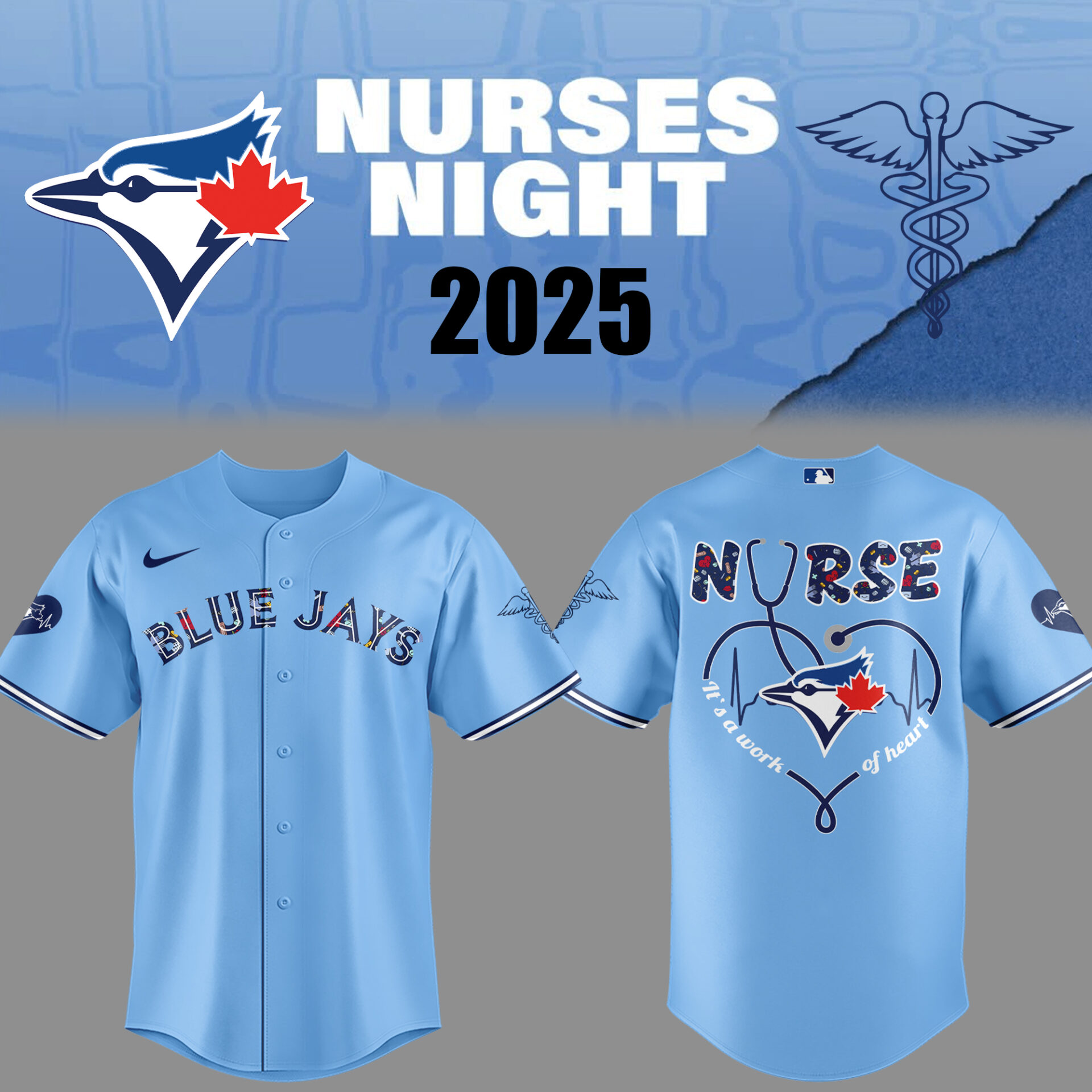 Toronto Blue Jays Baseball Nurses Night Blue Jersey Baseball Coach Gift Ideas