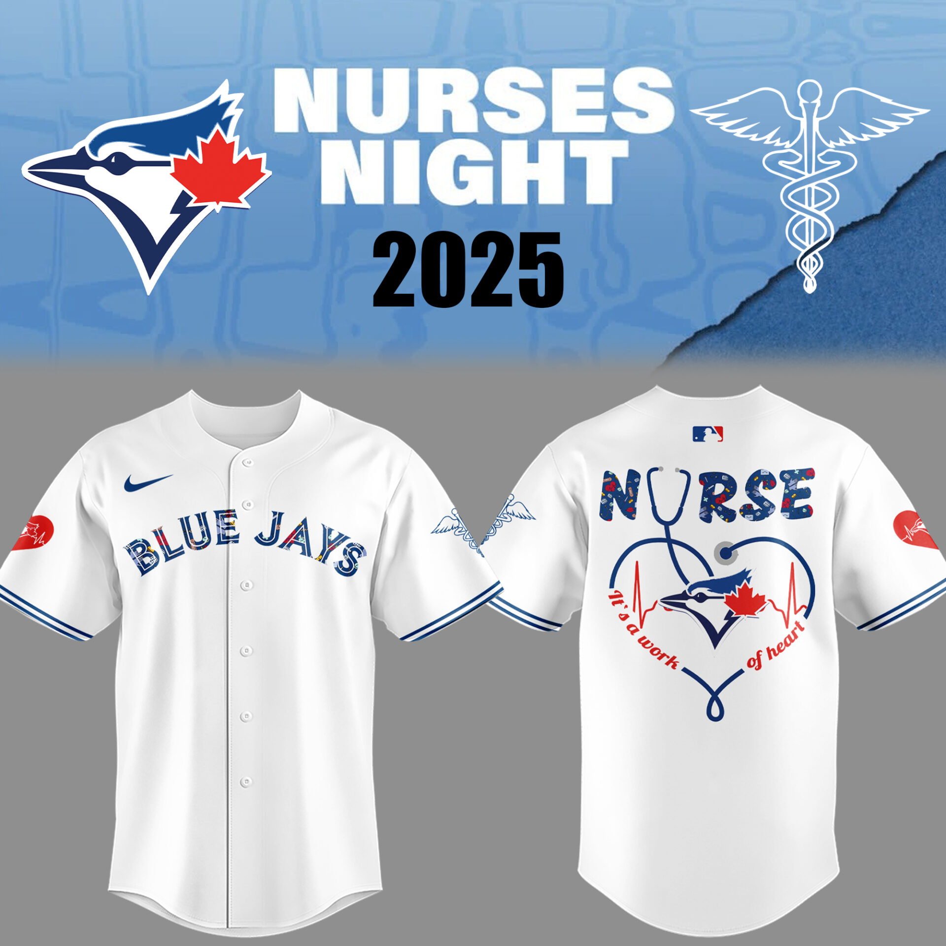 Toronto Blue Jays Baseball Nurses Night White Jersey Gifts For Baseball Players