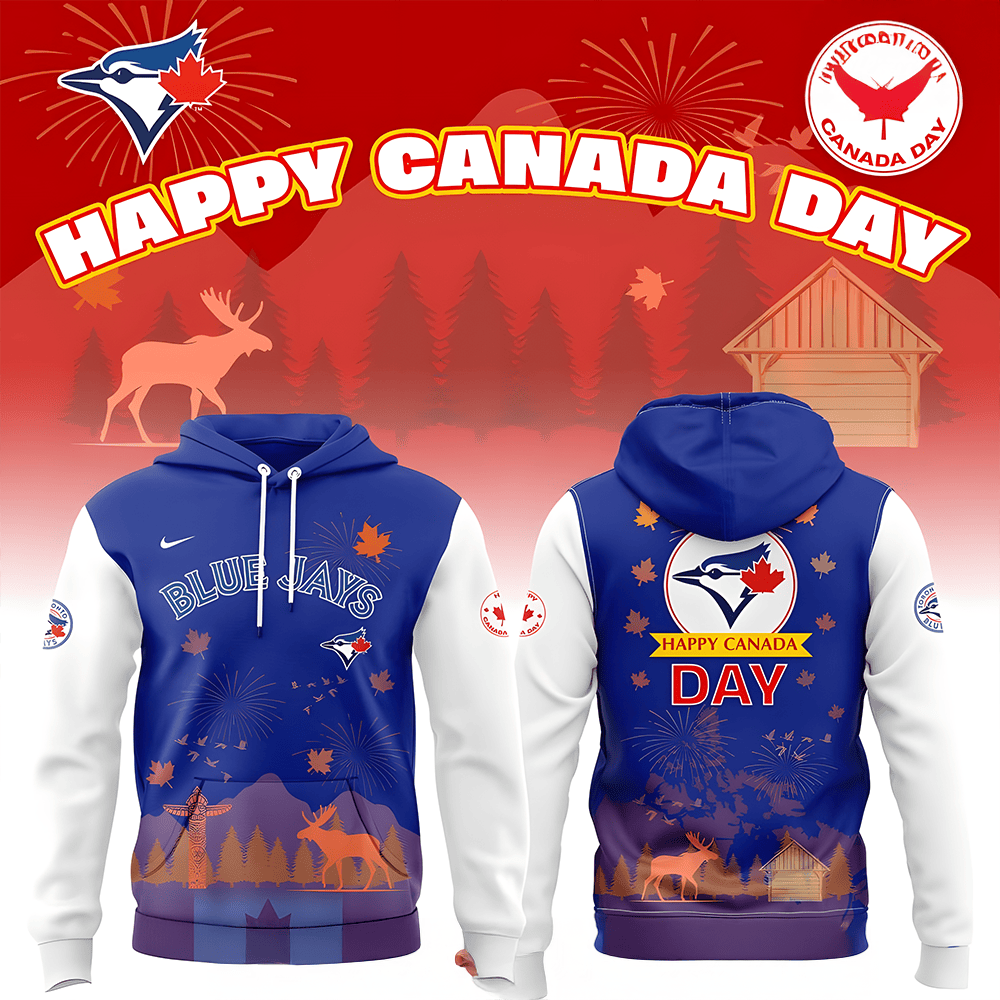 Toronto Blue Jays Happy Canada Day 2025 Blue Hoodie Baseball Player Gift Ideas