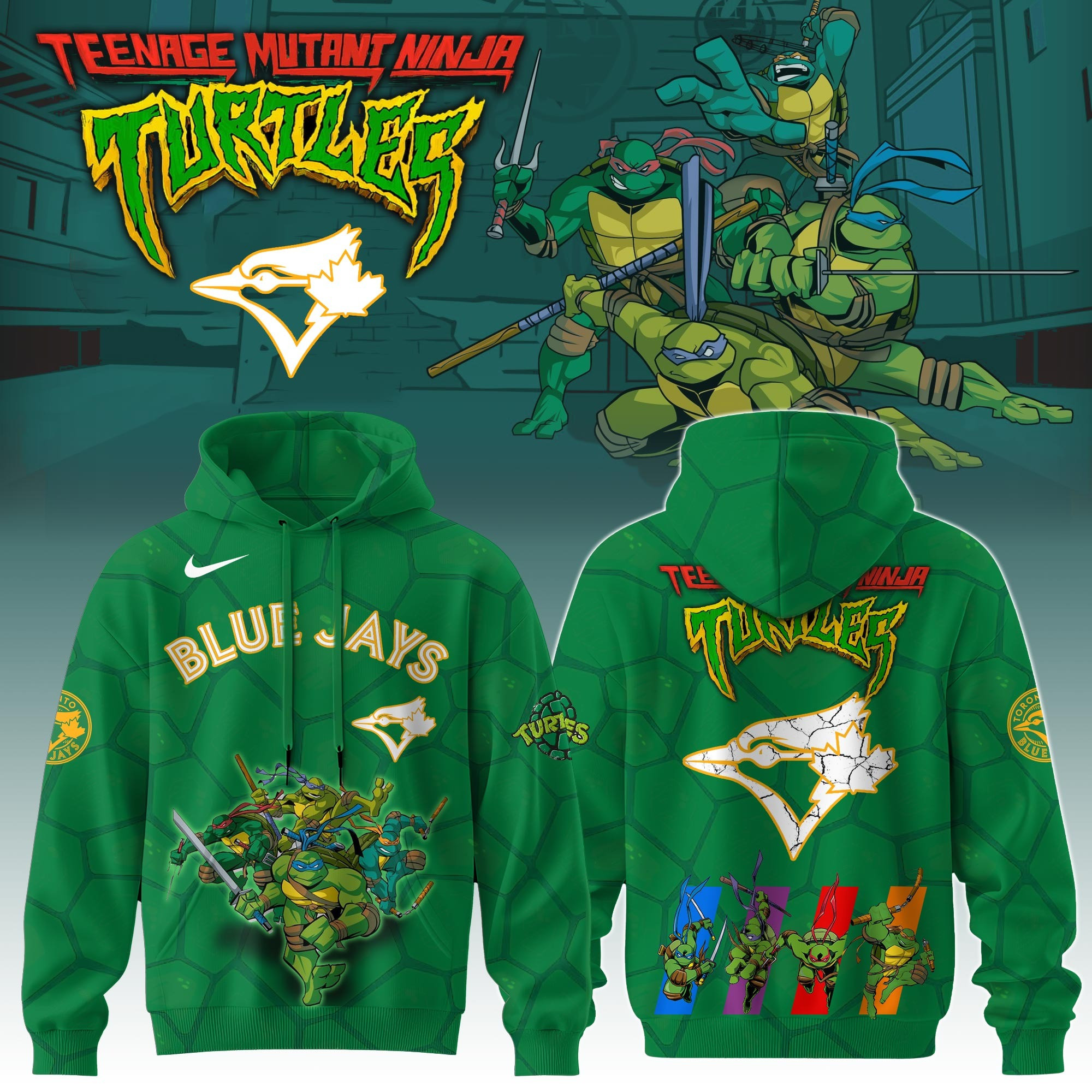 Toronto Blue Jays MLB X Ninja Turtles Hoodie Fan Merch Gifts For Baseball Lovers