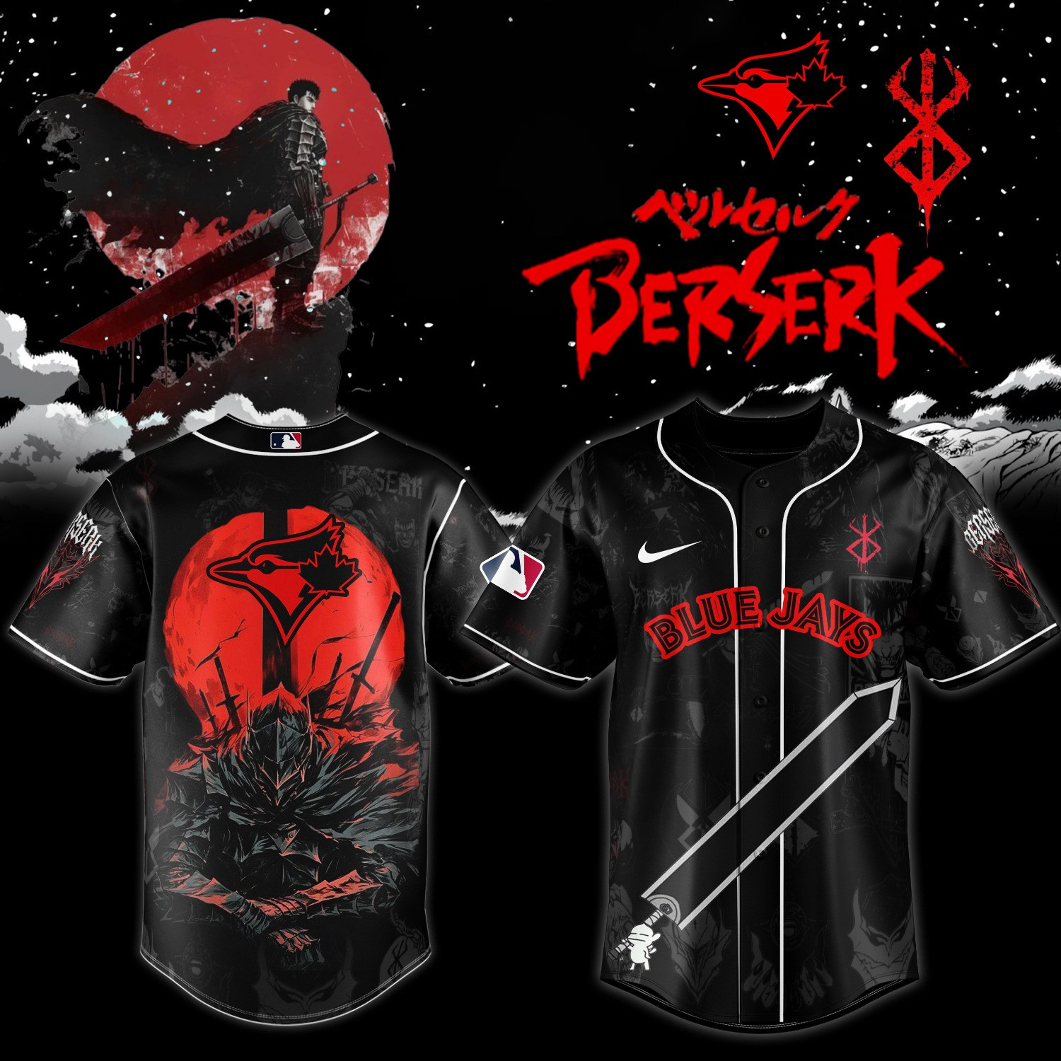 Toronto Blue Jays x Berserk Limited Edition Jersey 2025 Best Gifts For Baseball Fans