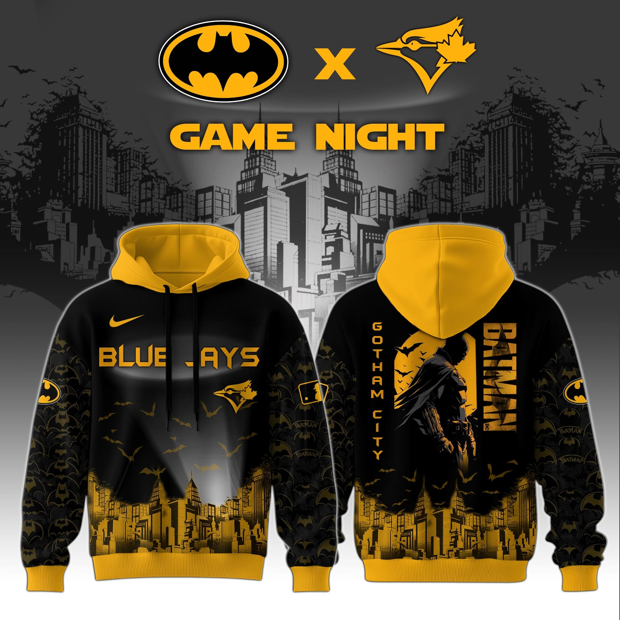 Toronto Blue Jays x DC Batman Game Night Hoodie Best Gifts For Baseball Fans For Him