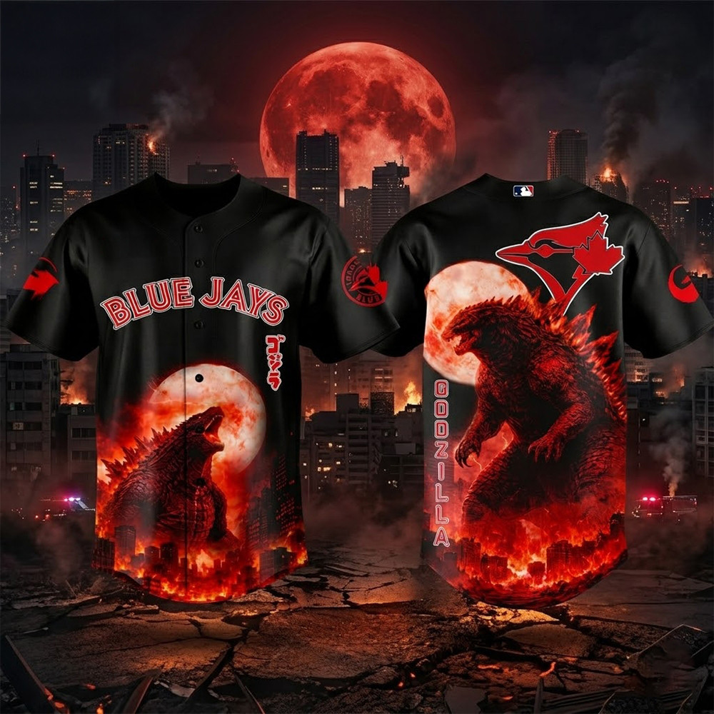 Toronto Blue Jays x Godzilla King Of The Monsters 2026 Jersey Toronto Blue Jays Merch Baseball Gear