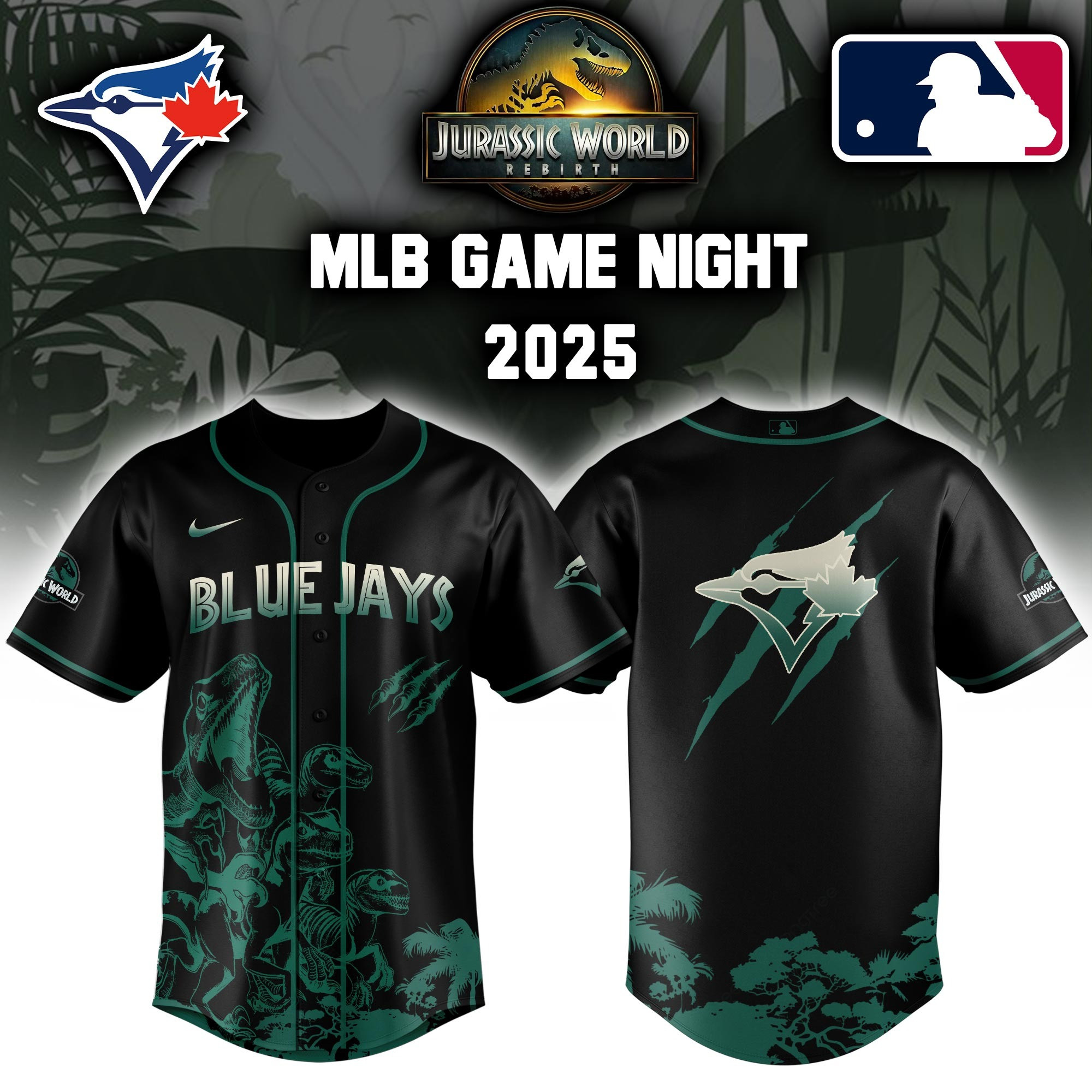 Toronto Blue Jays x Jurassic World Baseball Jersey Best Gifts For Baseball Lovers