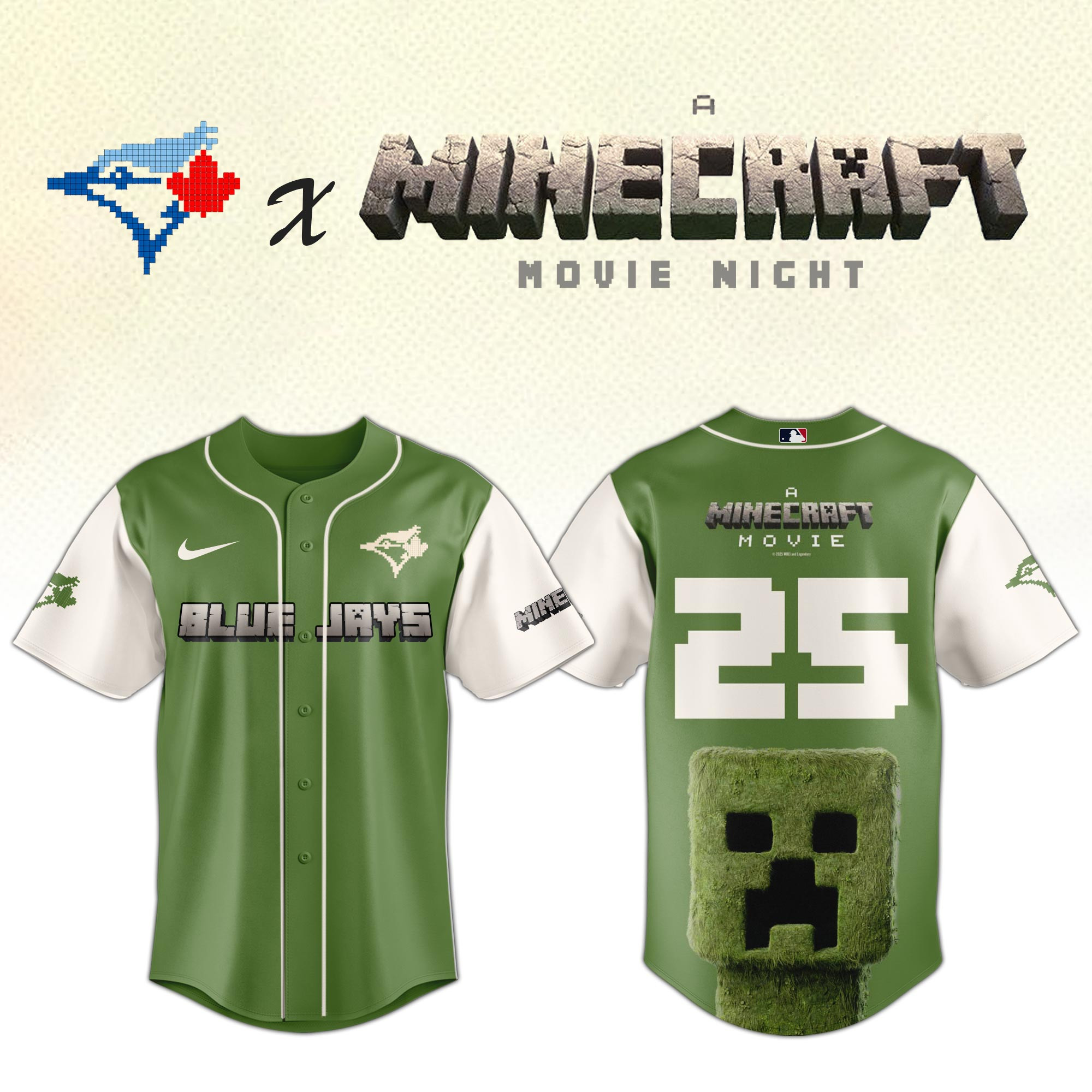 Toronto Blue Jays X Minecraft Jersey MLB Baseball Fan Merch Best Gifts For Minecraft Lovers