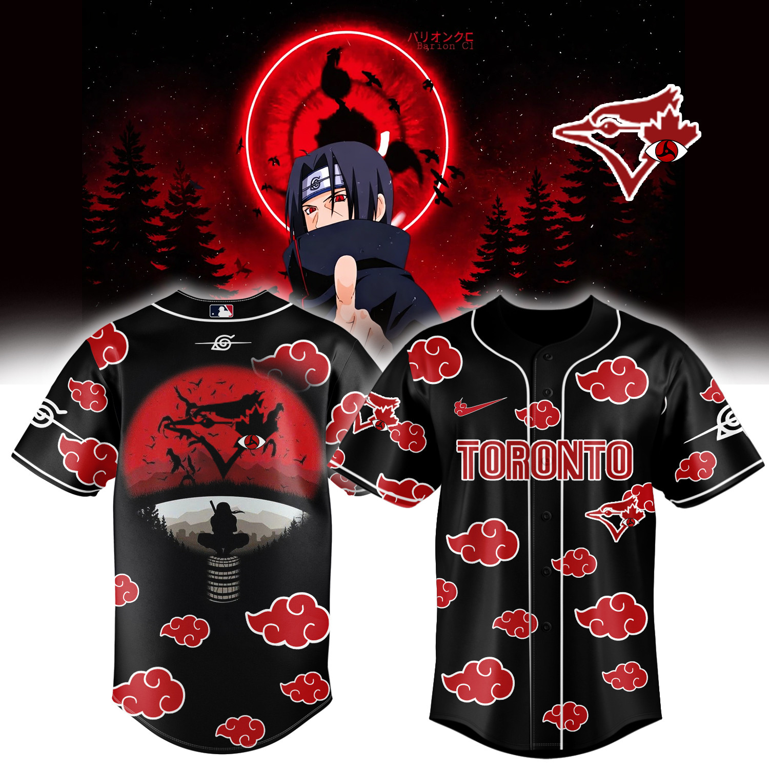 Toronto Blue Jays x Naruto Itachi Baseball Jersey Naturo Night Merch Basketball Gear For Him