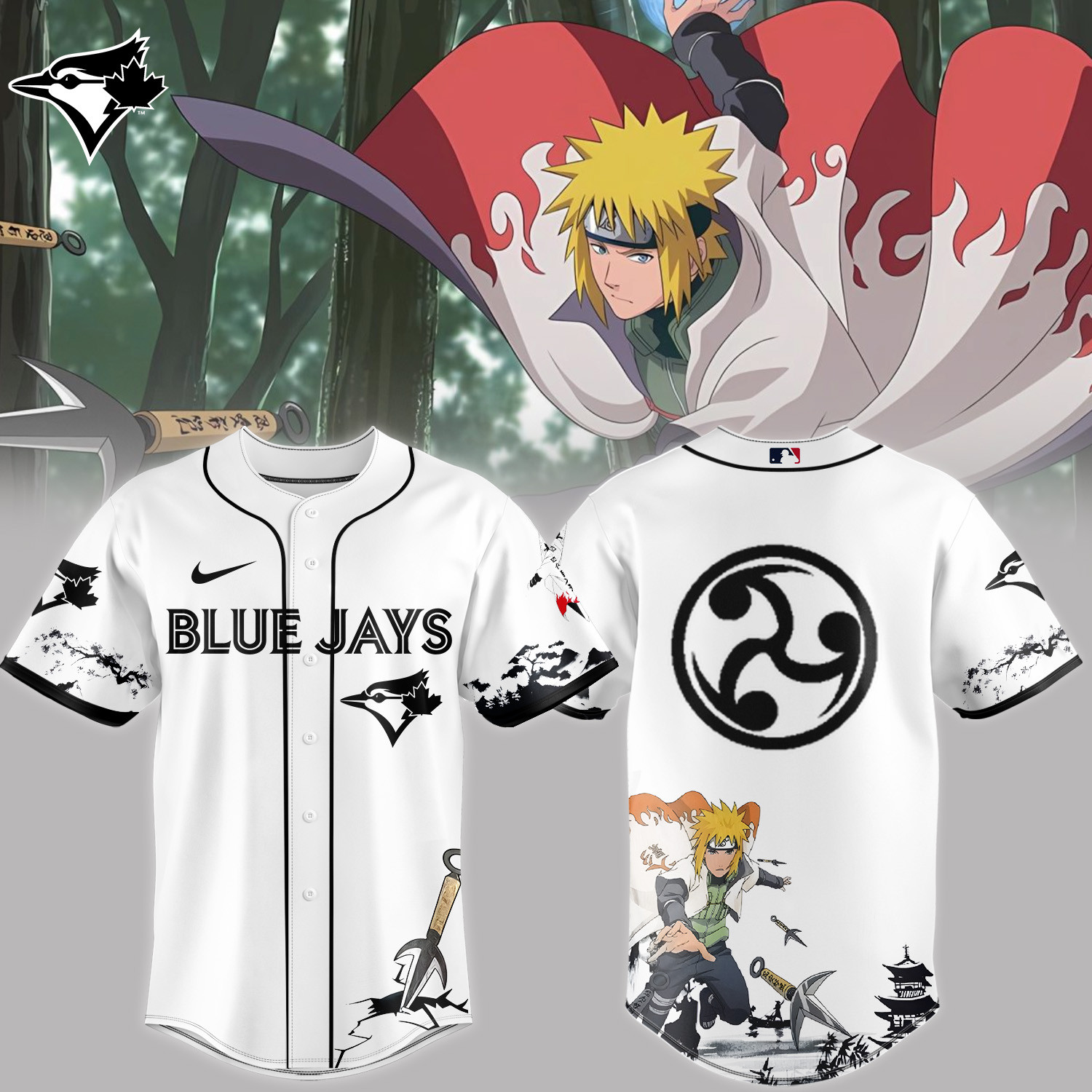 Toronto Blue Jays x Naruto Minato Baseball Jersey 2026 MLB Playoffs Merch Game Day Gear For Him