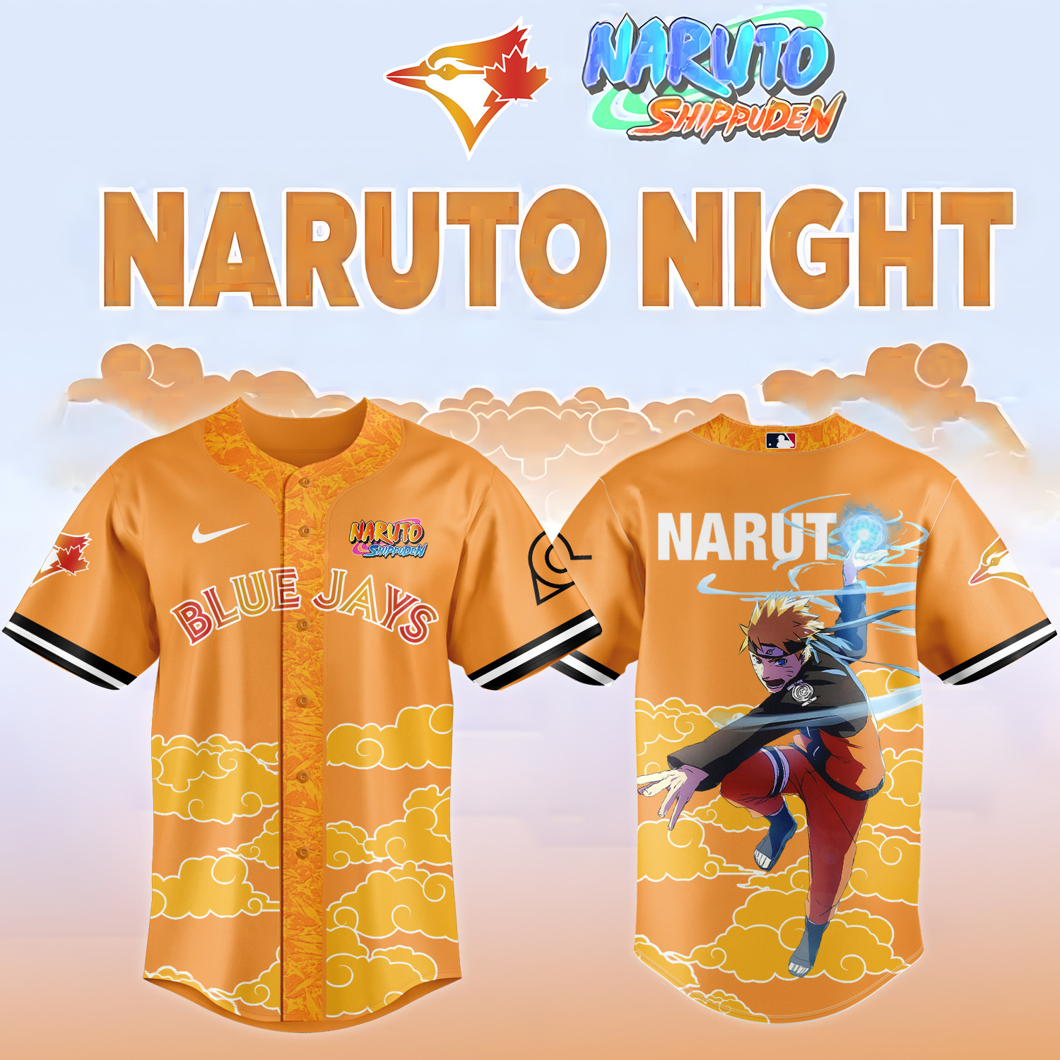 Toronto Blue Jays x Naruto Night Baseball Jersey 2026 MLB Playoffs Merch Birthday Gift For Fans