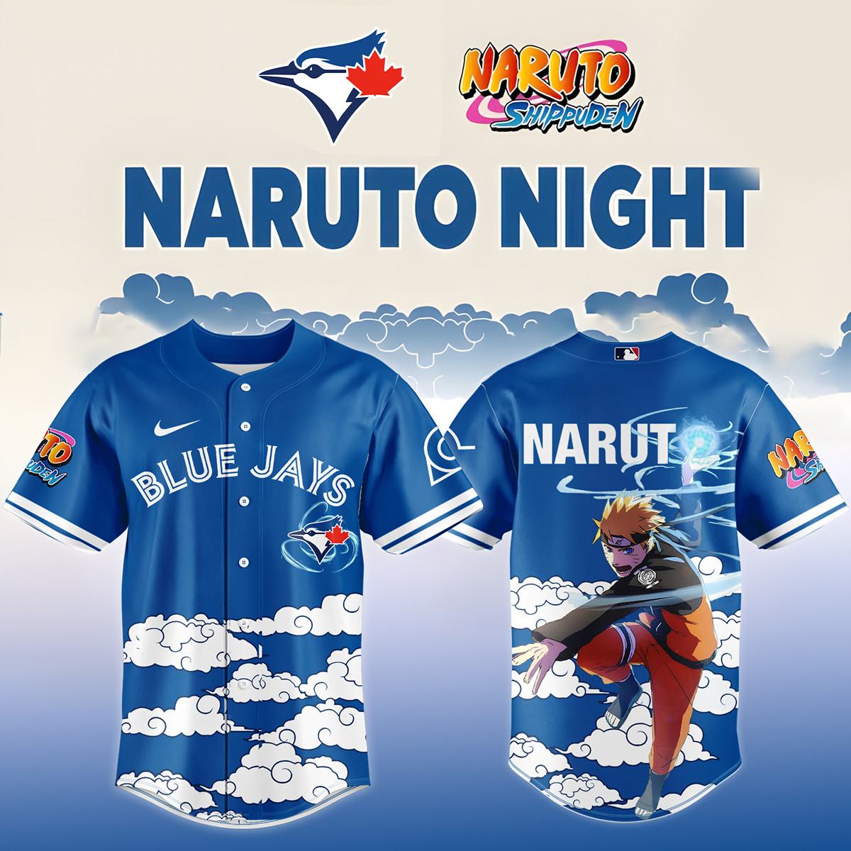 Toronto Blue Jays x Naruto Night Baseball Jersey 2026 MLB Playoffs Merch Naruto Fans Gift