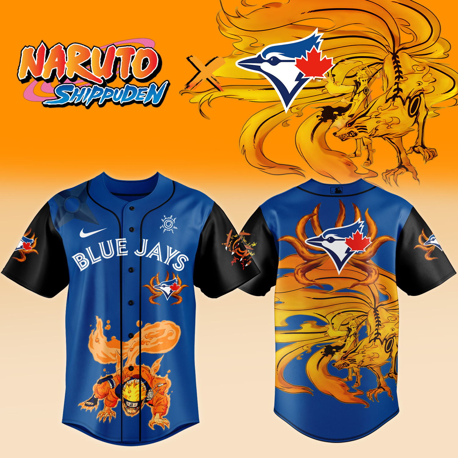 Toronto Blue Jays x Naruto Nine Tails Baseball Jersey 2026 MLB Playoffs Merch Basketball Gift For Boyfriend