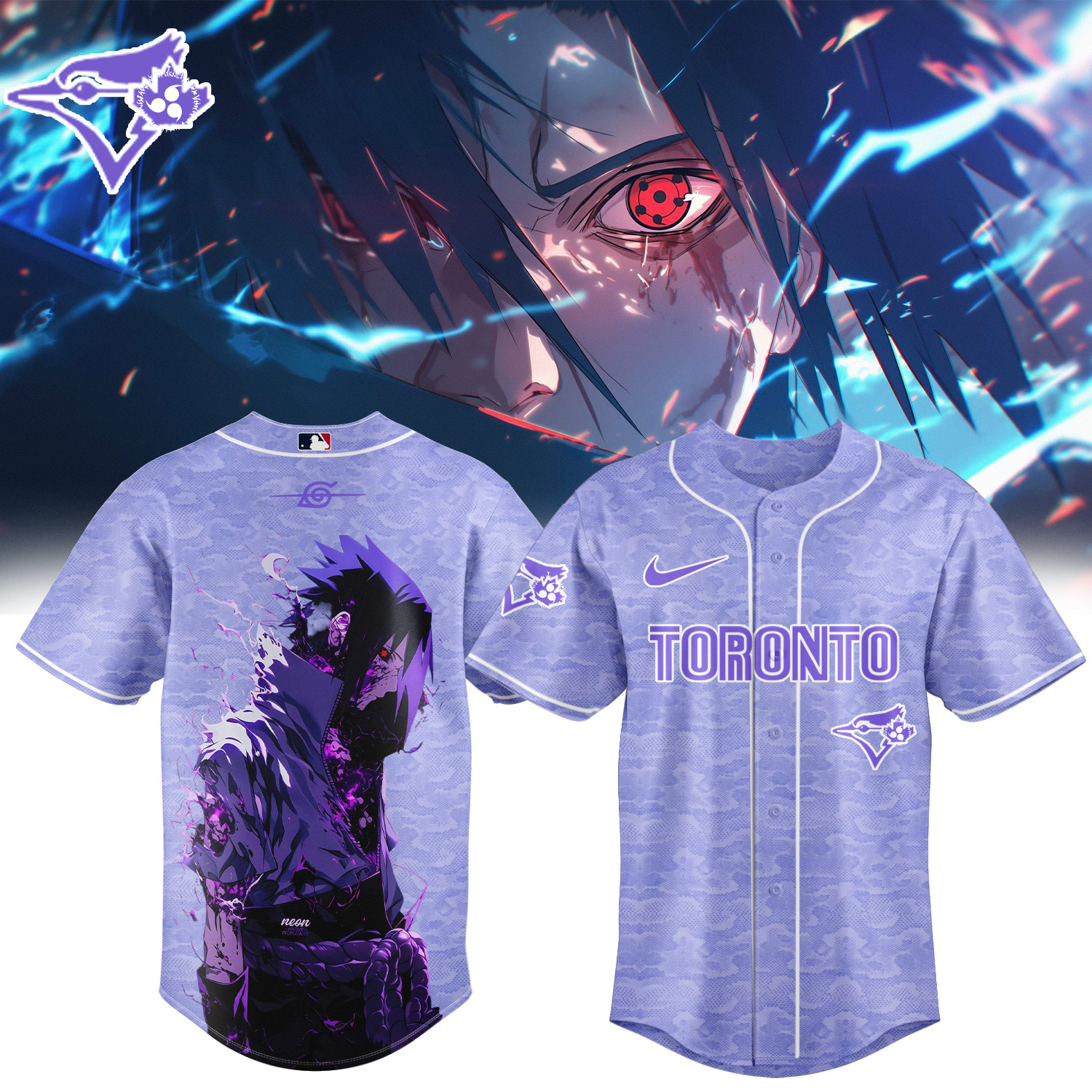 Toronto Blue Jays x Naruto Sasuke Baseball Jersey 2026 MLB Playoffs Merch Good Gift For Fans