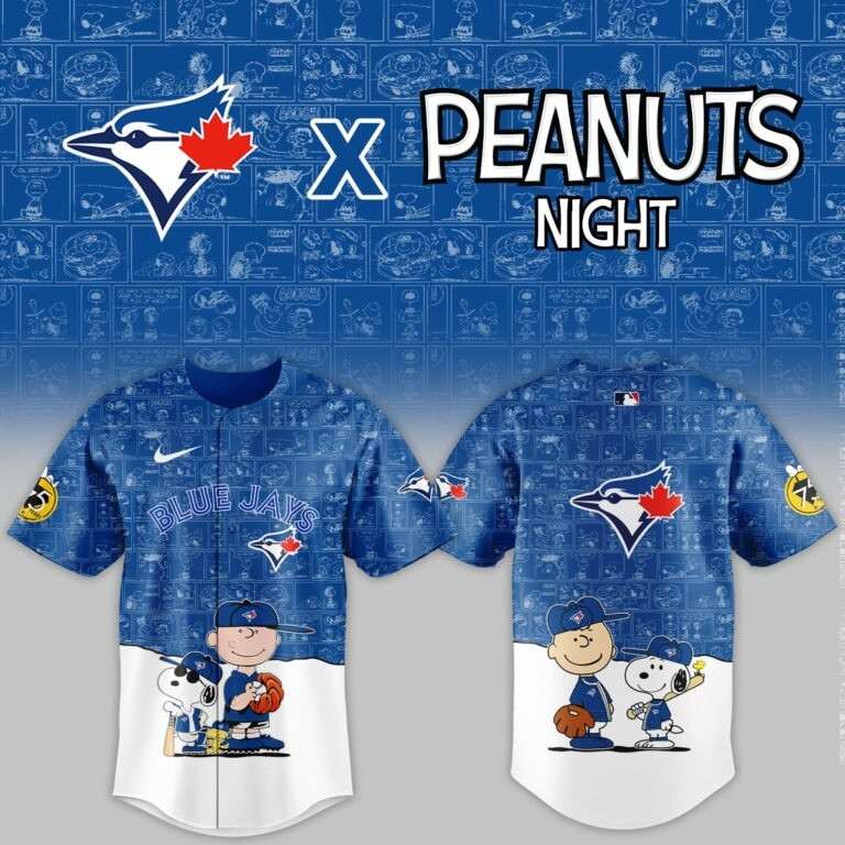 Toronto Blue Jays X Peanuts Night Game Jersey MLB Merch Best Gifts For Baseball Lovers