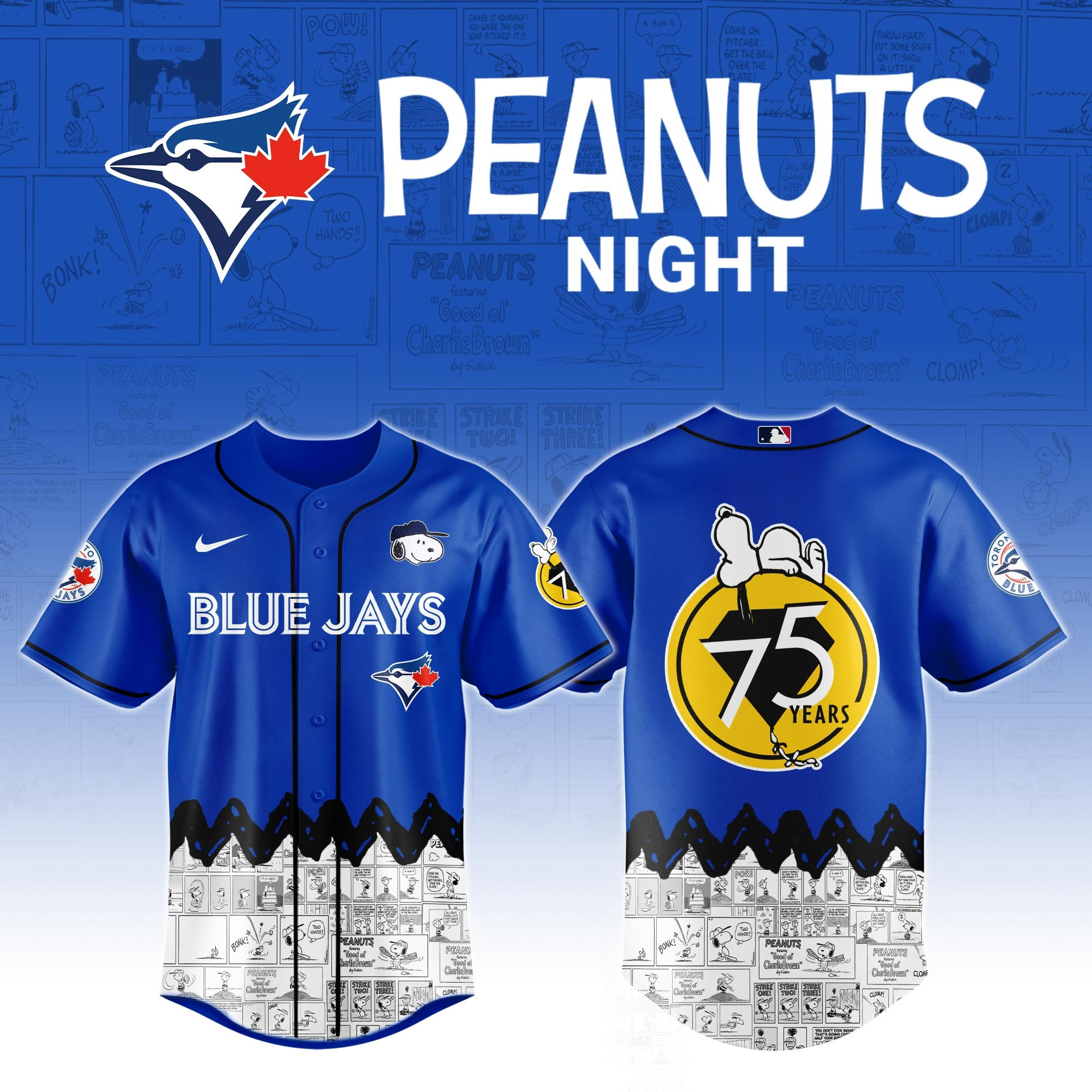 Toronto Blue Jays x Peanuts Night Jersey 2025 Presents For Baseball Lovers