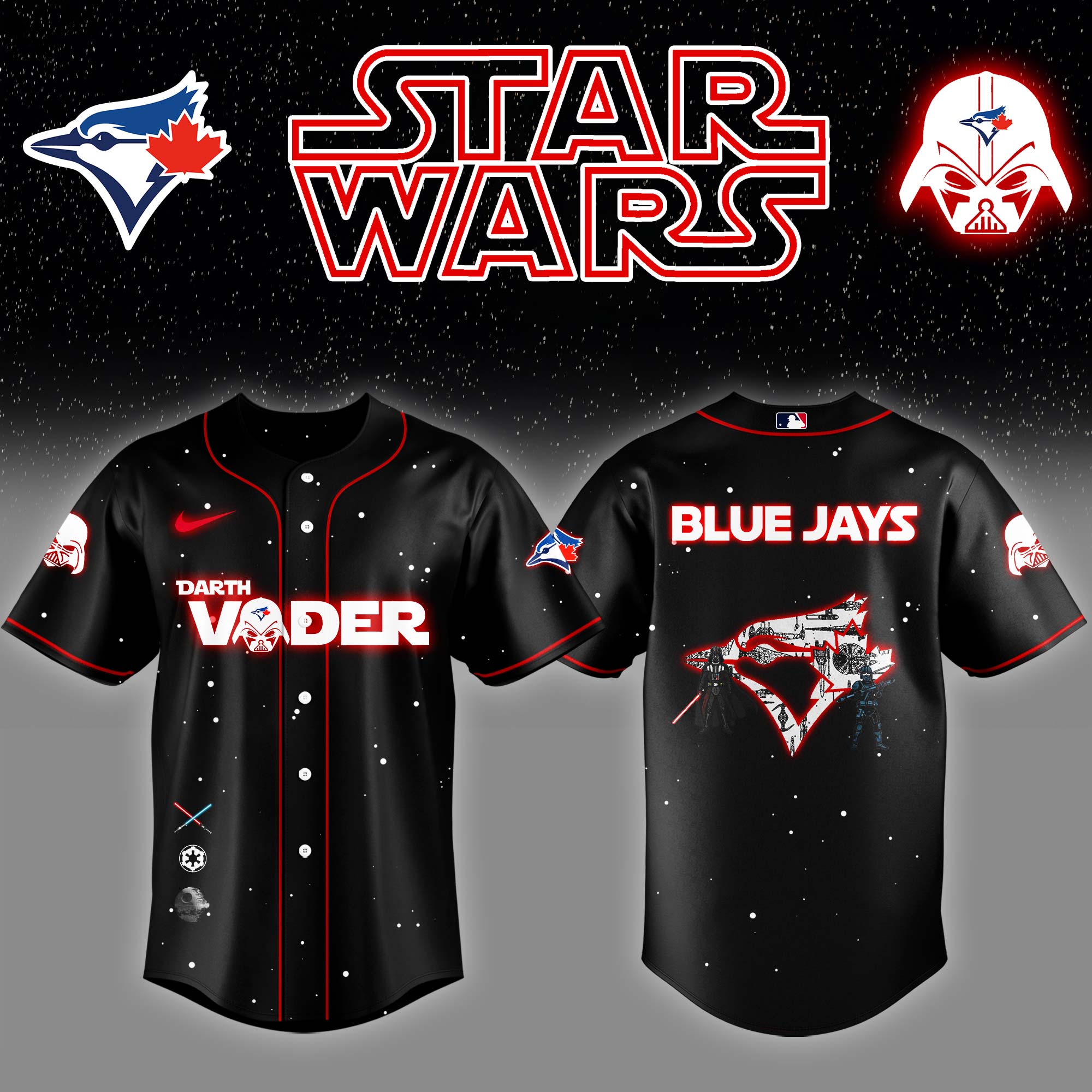Toronto Blue Jays x Stars Wars Darth Vader Night Baseball Jersey Unique Baseball Gifts