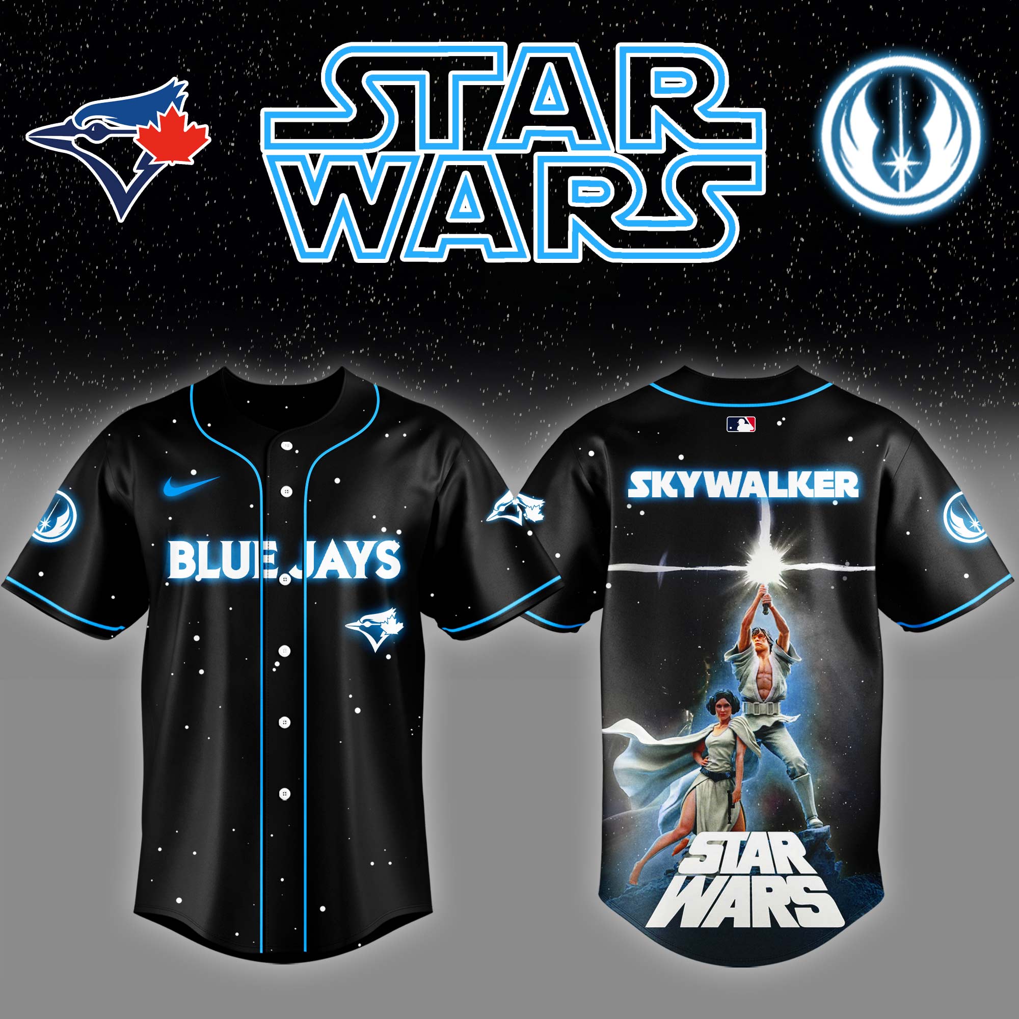 Toronto Blue Jays x Stars Wars Luke Skywalker Game Night Baseball Jersey Gift Ideas For Baseball Players