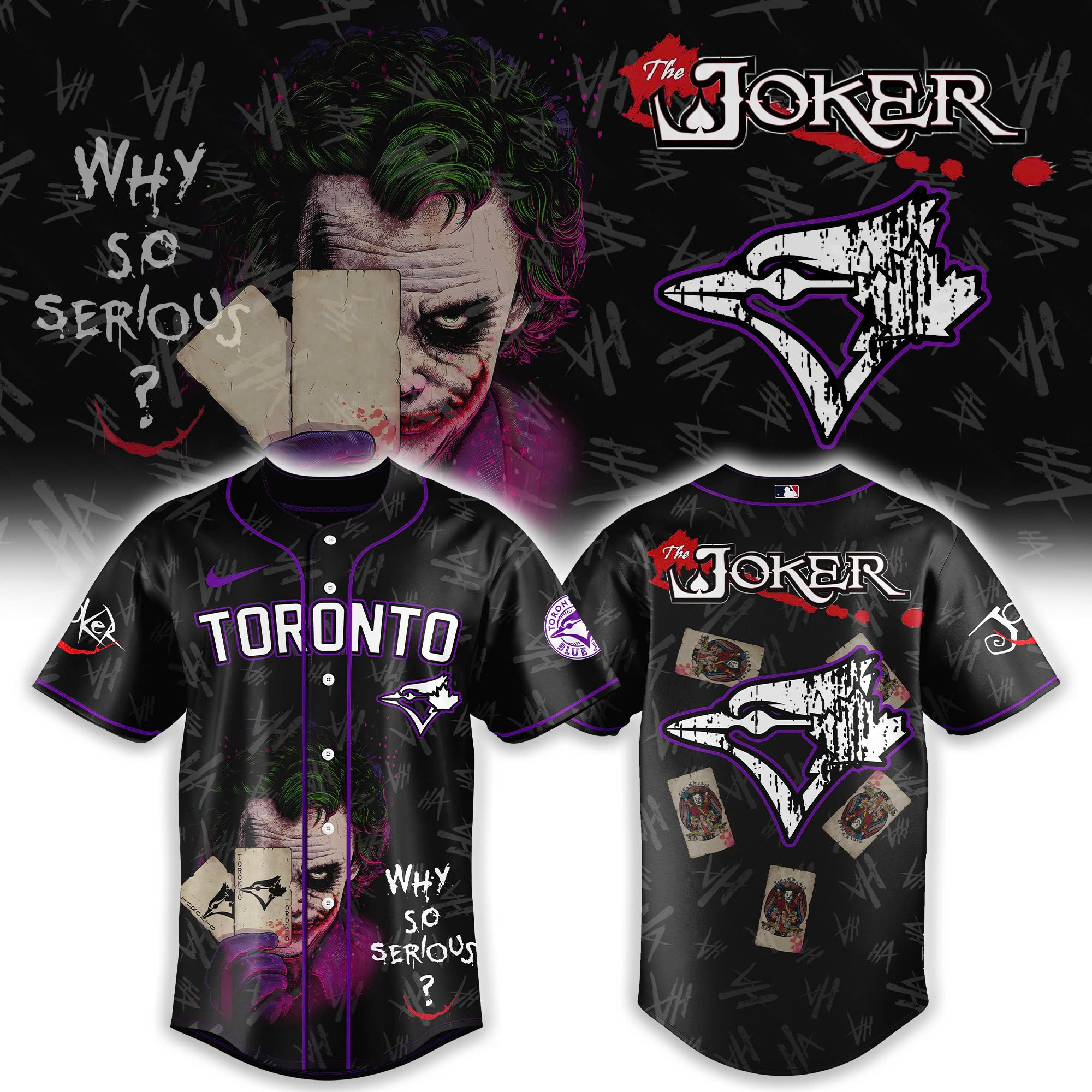 Toronto Blue Jays x The Joker Baseball Jersey Presents For Baseball Lovers