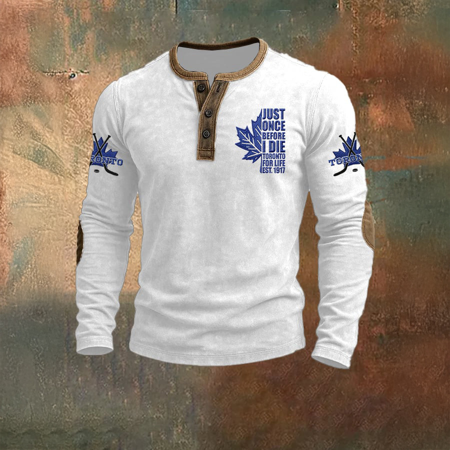 Toronto Maple Leafs Ice Hockey Button Long Sleeve Shirt Ice Hockey Apparel Fans Gift Ideas
