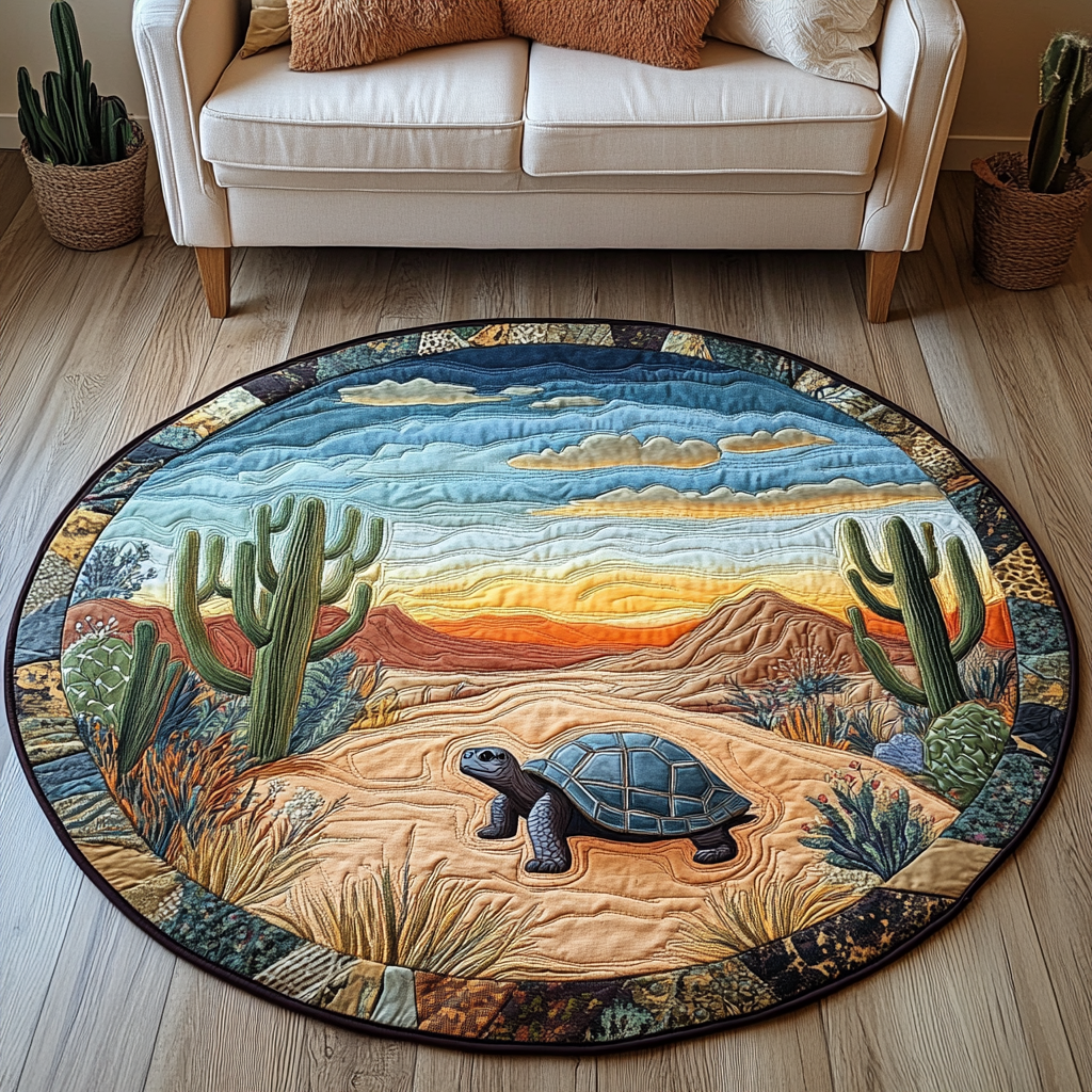 Tortoise Grace Quilted Round Mat Front Door Decor Sunflower Gift Items