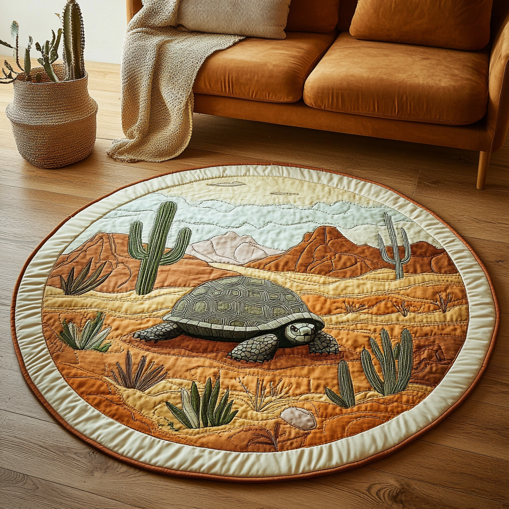 Tortoise Journey Quilted Round Mat Front Door Entryway Ideas Gifts For Sunflower Lovers