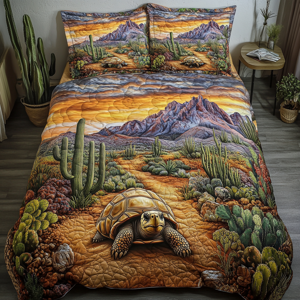 Tortoise Trail Quilted Bedding Set Cool Bedroom Decor Sea Turtle Christmas Gifts