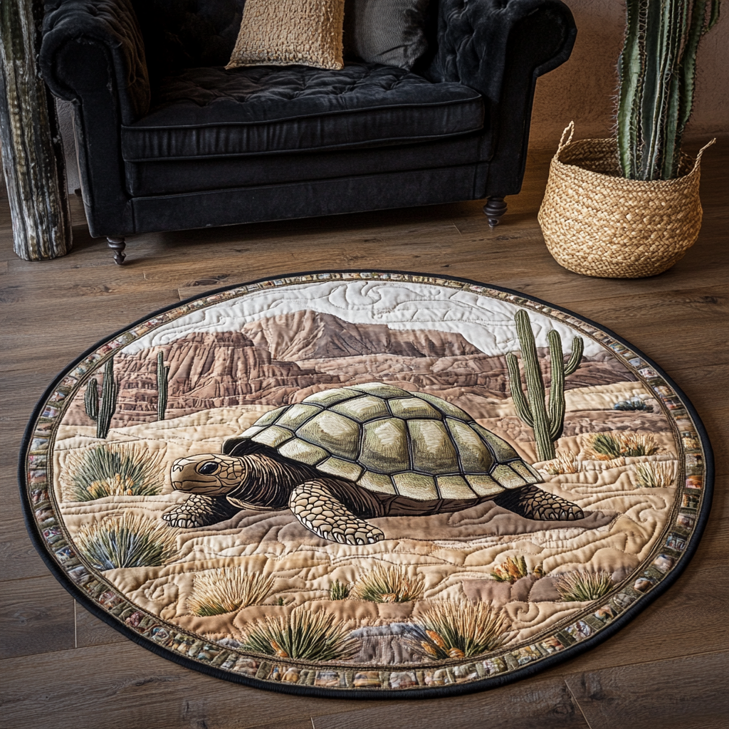 Tortoise Walk Quilted Round Mat Home Entrance Decor Ideas Sunflower Birthday Gifts