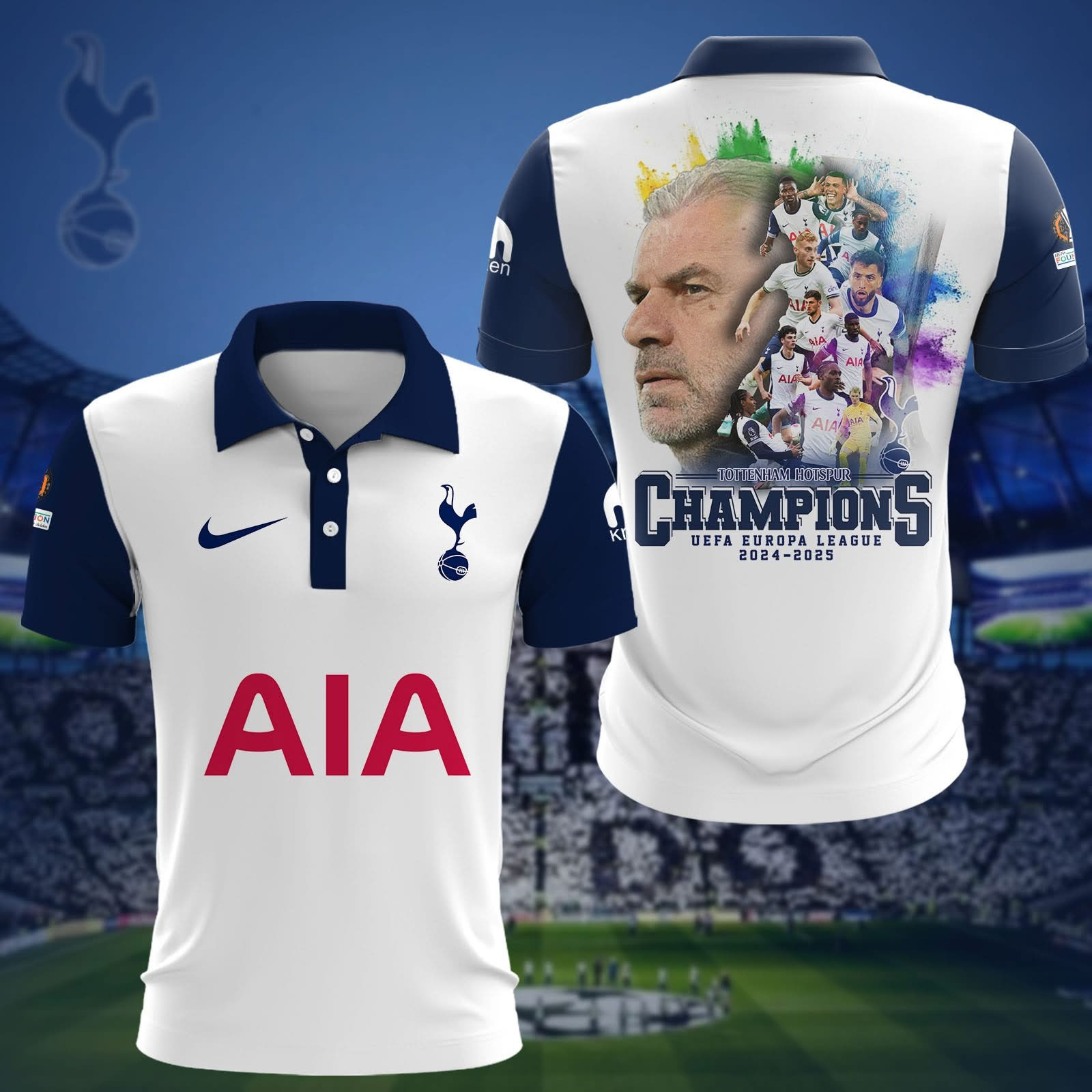 Tottenham Hotspur UEFA Europa League Championship 2024 2025 Polo Shirt Merch Gifts For Fans