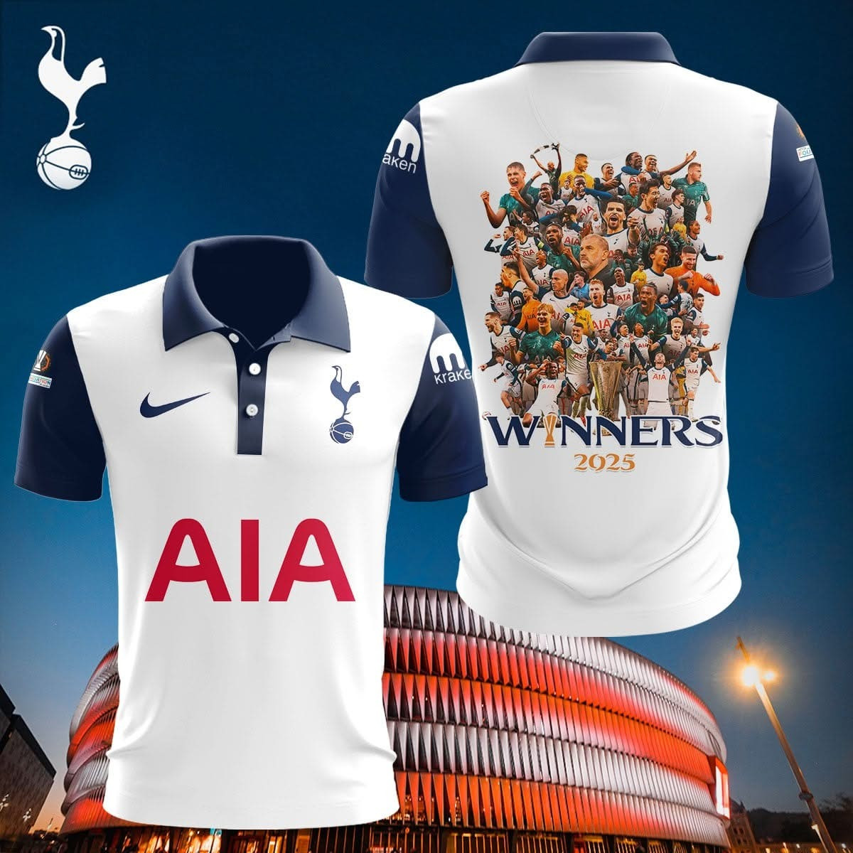 Tottenham Hotspur UEFA Europa League Championship Winners 2025 Polo Shirt Fan Merch
