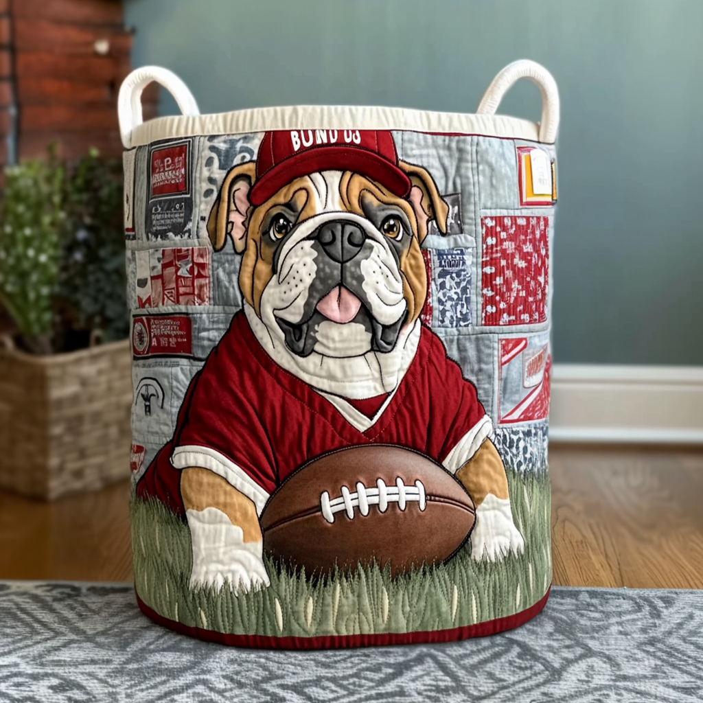 Touchdown Bulldog Spirit Quilted Laundry Basket Modern Quilted Laundry Basket Gift for Stylish Homes