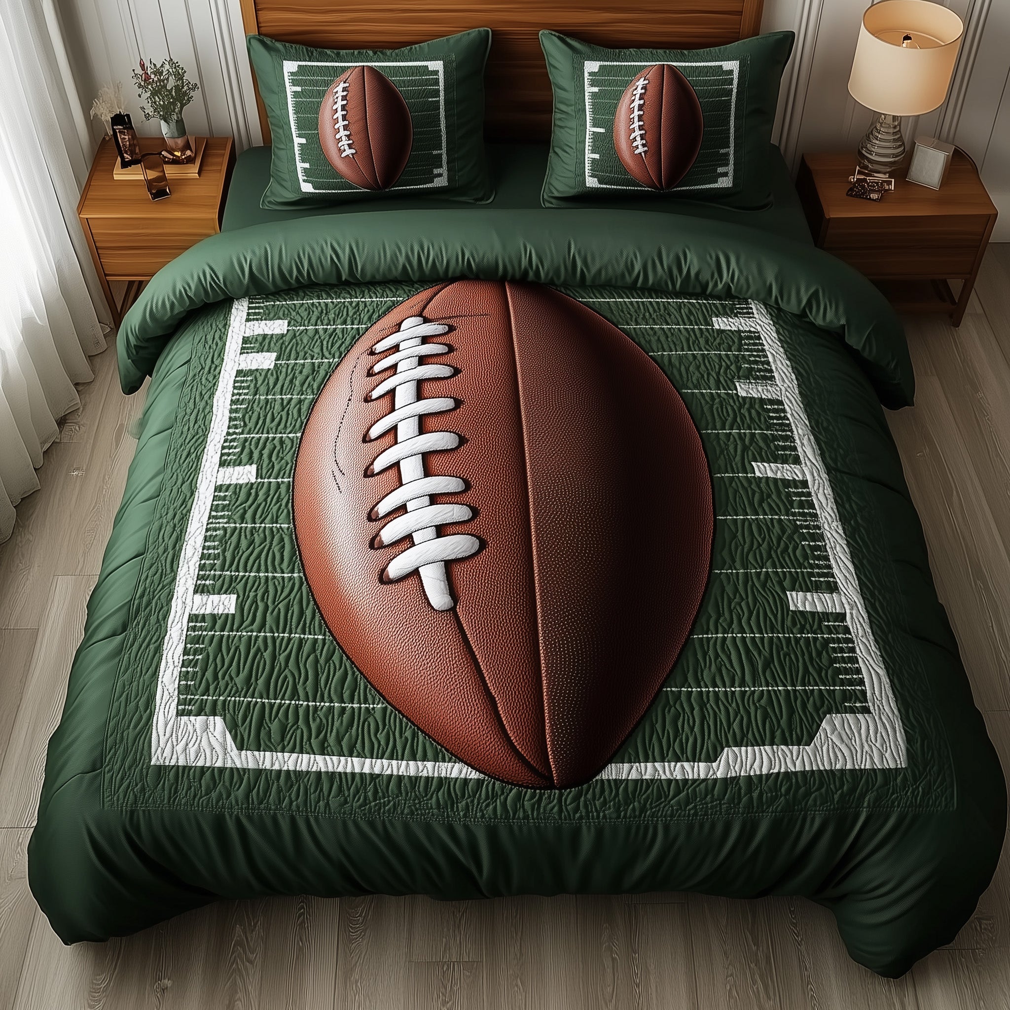 Touchdown Quilted Bedding Set Duvet Cover Merchandise Football Player Goodie Bags