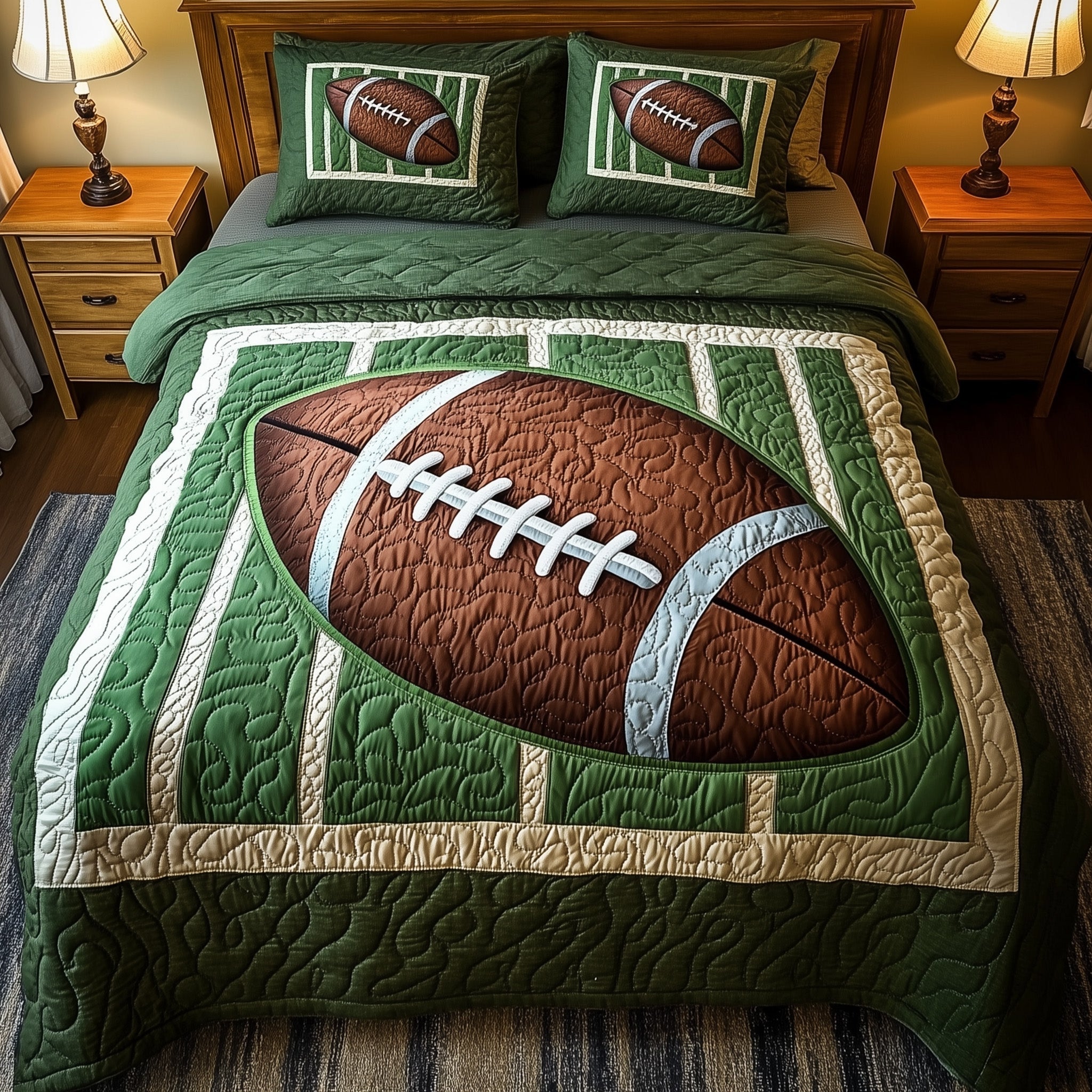 Touchdown Quilted Bedding Set Duvet Cover Merchandise Gift Bags For Football Players