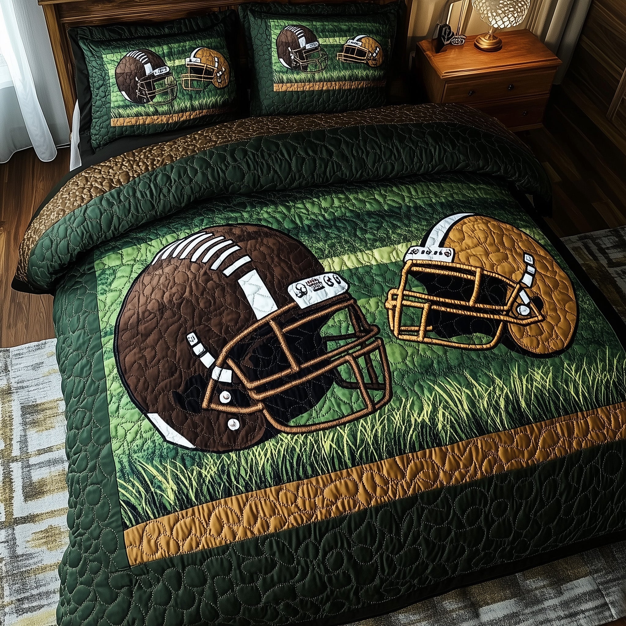 Touchdown Quilted Bedding Set Duvet Cover Merchandise Great Gifts For Football Players