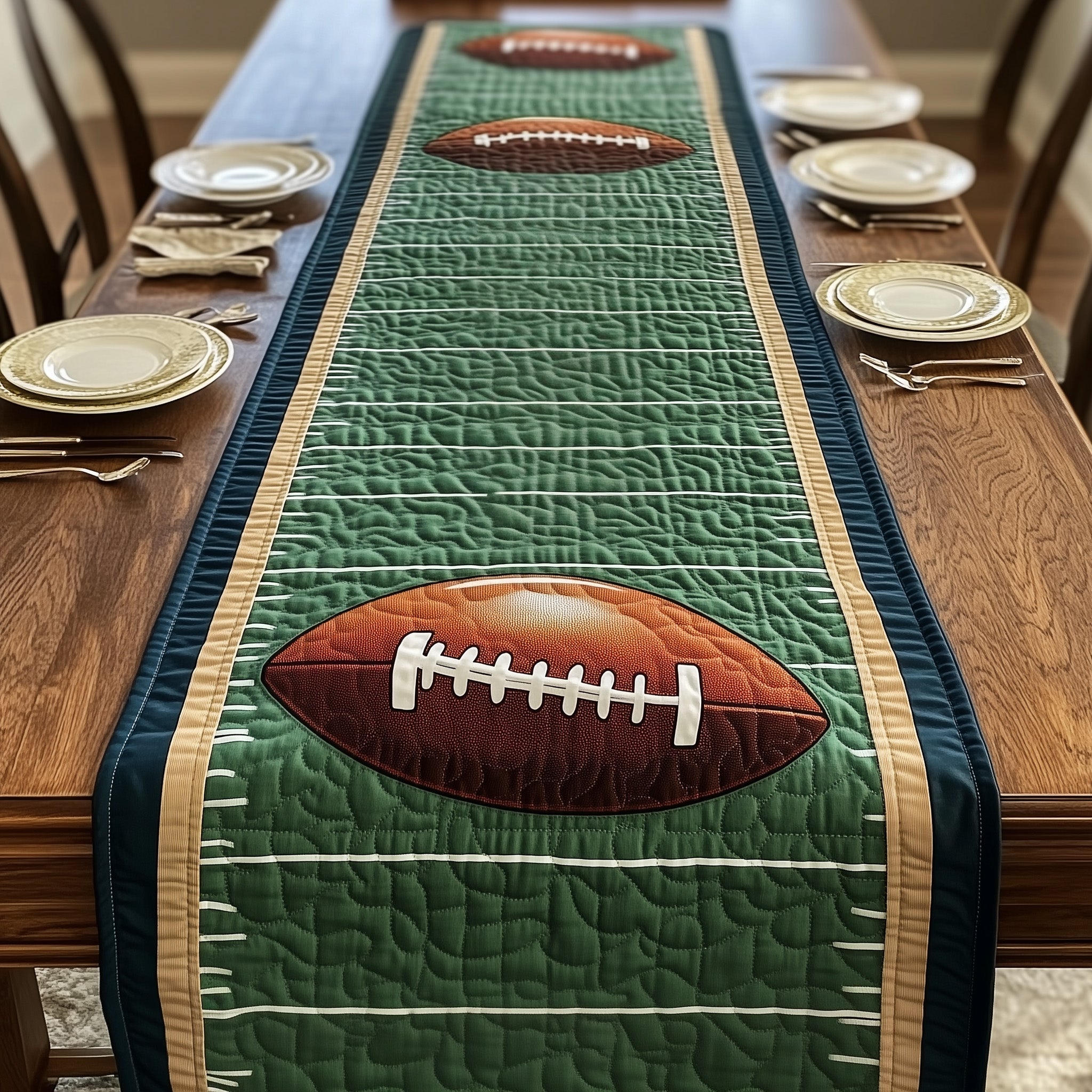 Touchdown Quilted Table Runner Christmas Table Runner for Family Meals
