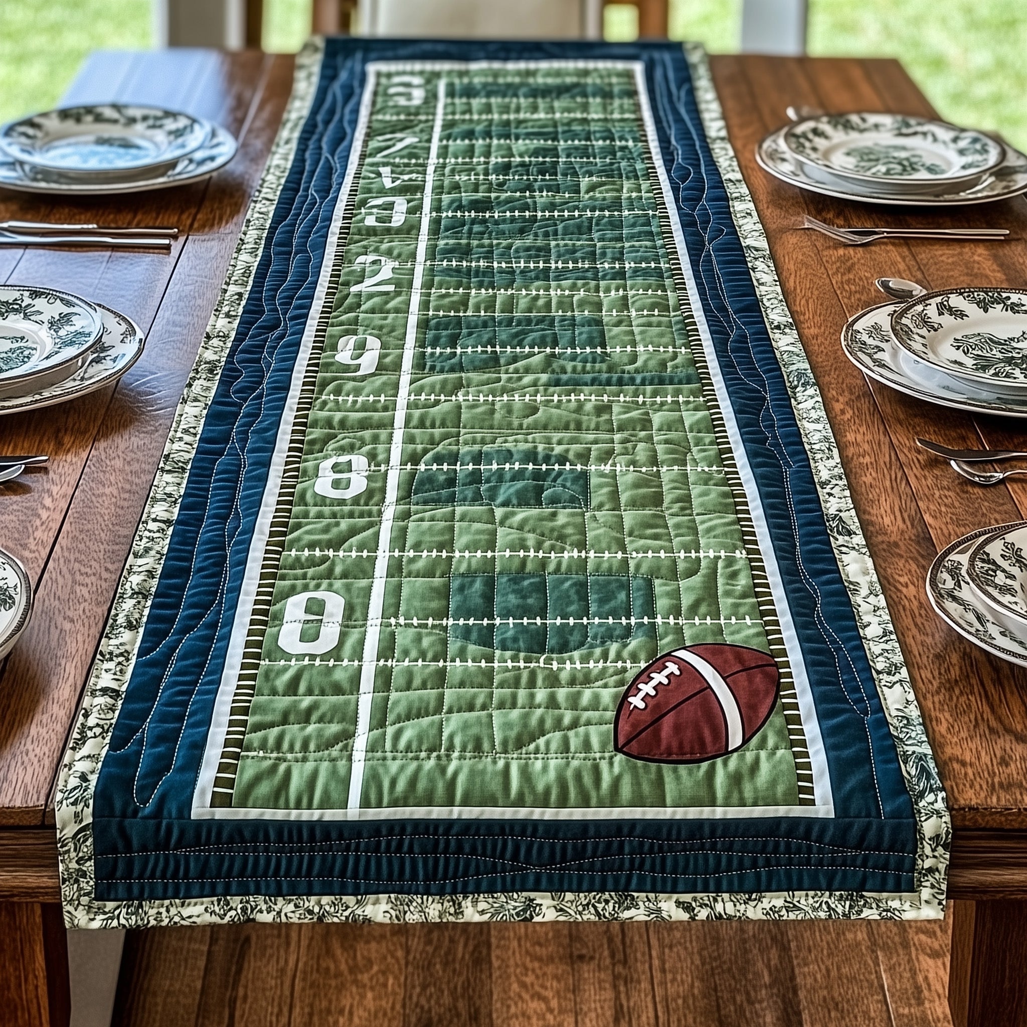 Touchdown Quilted Table Runner Festive Christmas Dining Room Table Runner