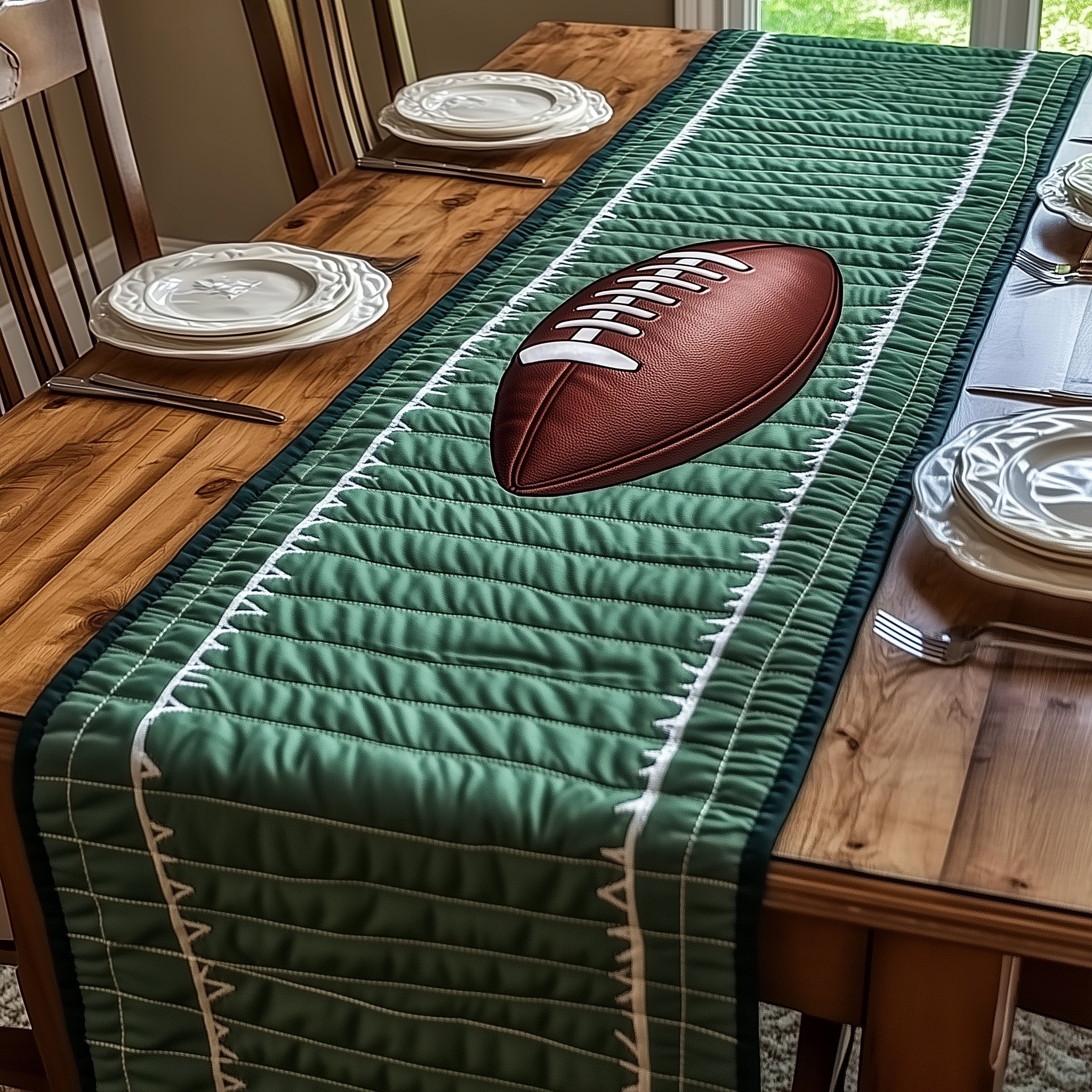 Touchdown Quilted Table Runner Holiday Banquet Table Runner