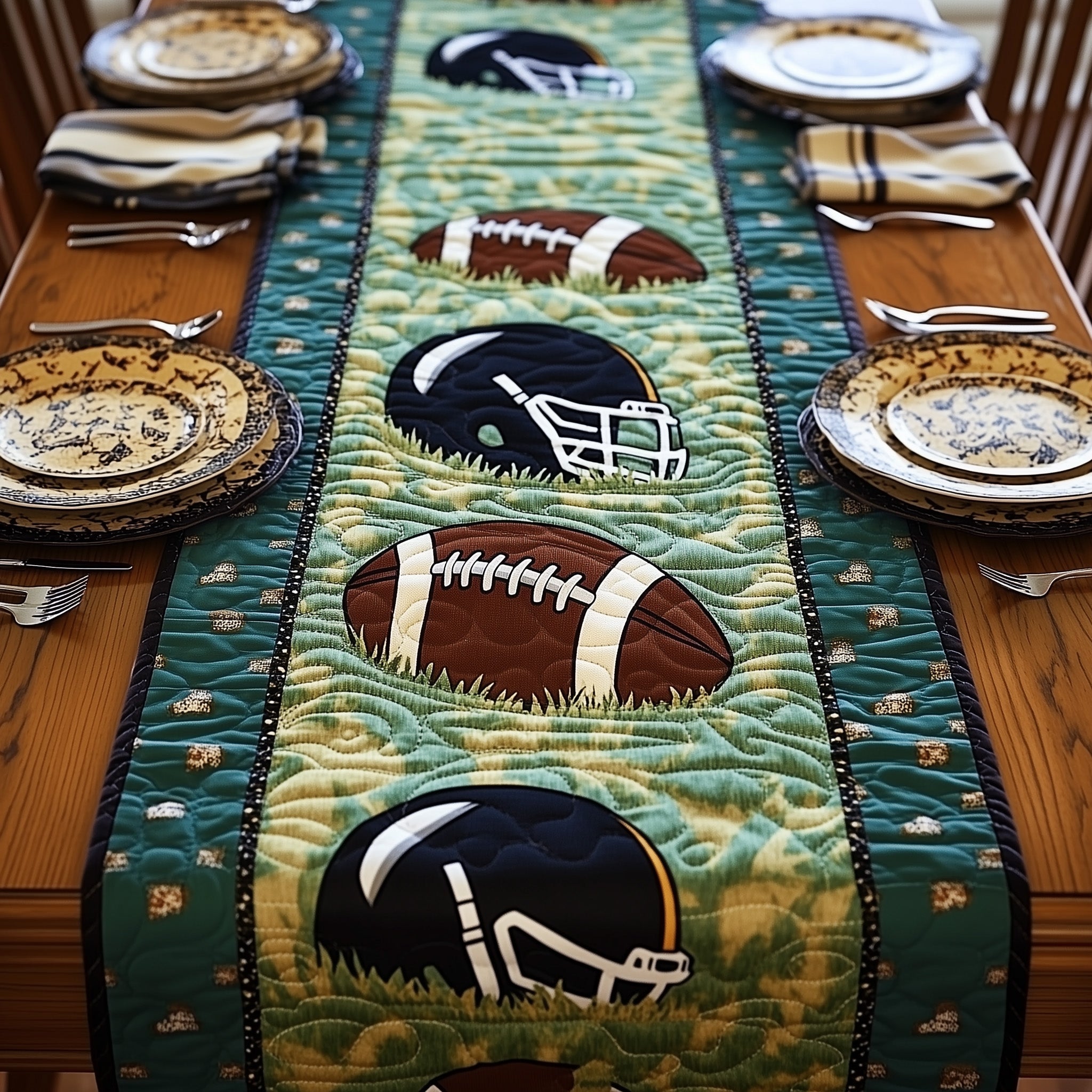 Touchdown Quilted Table Runner Holiday Season Table Runner