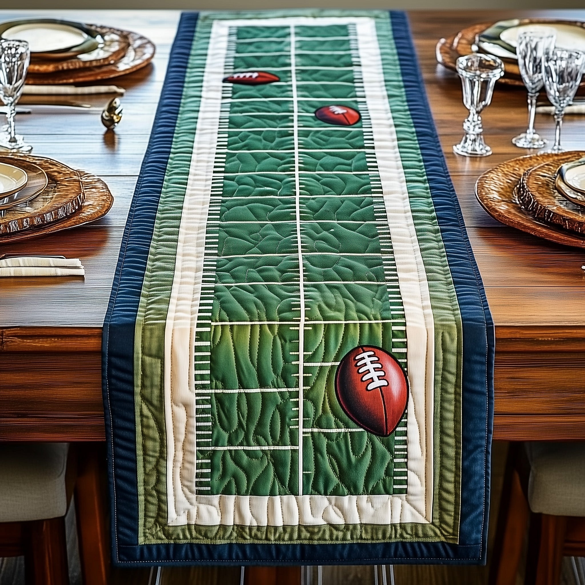 Touchdown Quilted Table Runner Holiday Table Runner Decoration