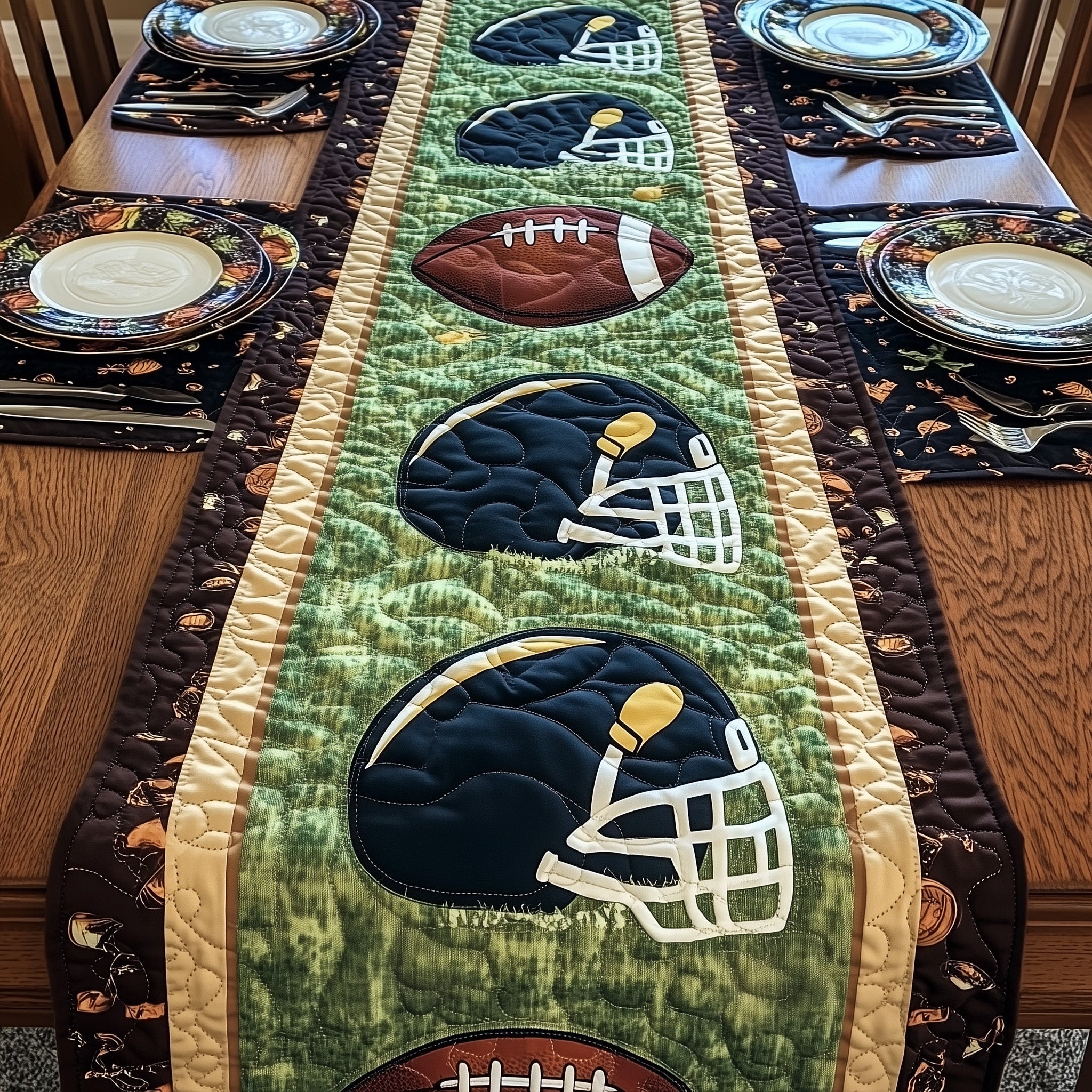 Touchdown Quilted Table Runner Table Runner for Holiday Gatherings