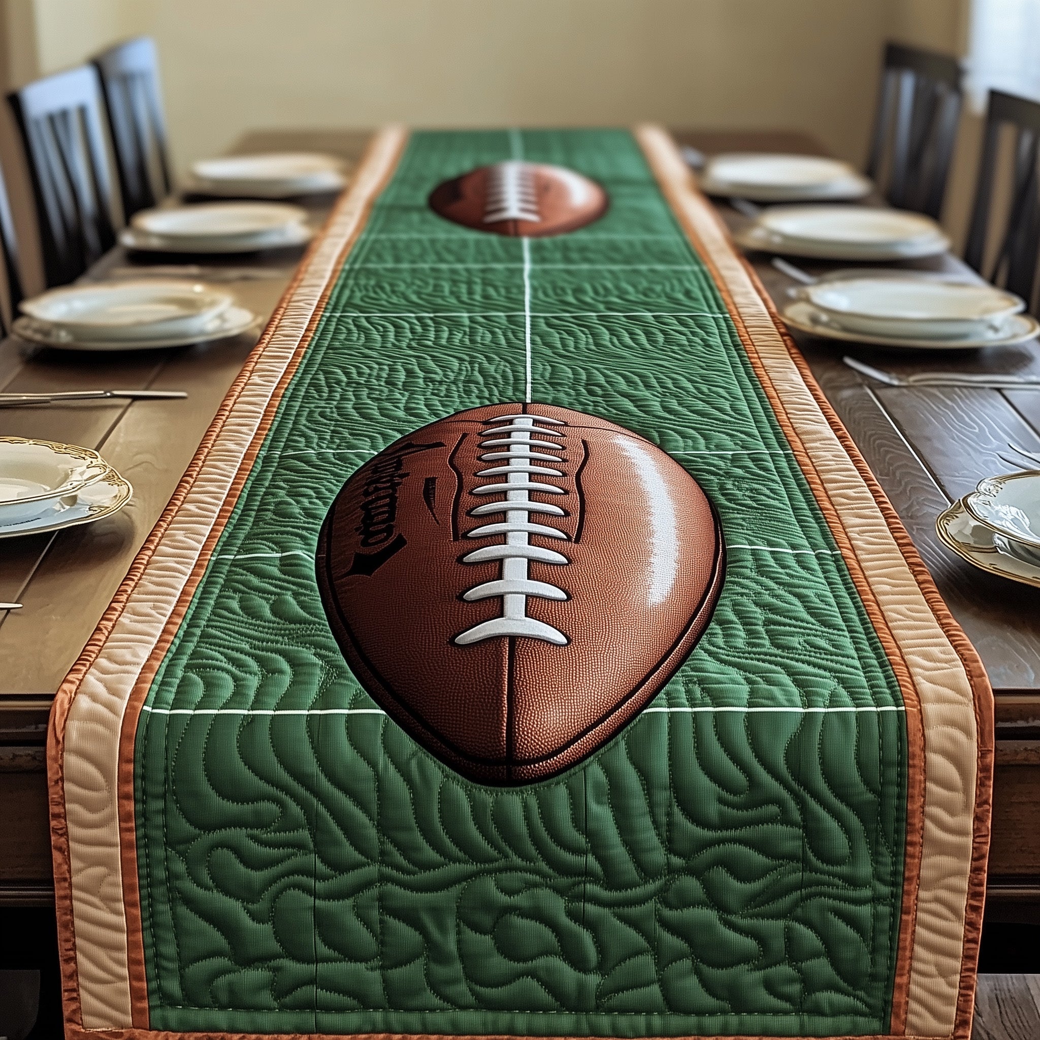 Touchdown Quilted Table Runner Winter Holiday Table Runner Decor
