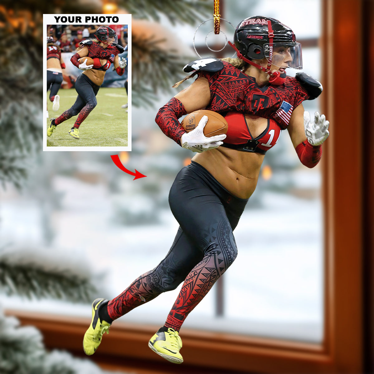 Touchdown Titans Personalized Photo Mica Ornament Christmas Gift For Sport Lovers Amer