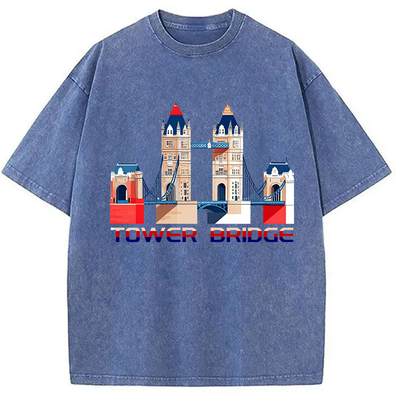 Tower Bridge Washed T-Shirt Soft Comfortable Daily T Shirt Gifts For Besties Tower Bridge Washed T-Shirt Soft Comfortable Daily T Shirt Gifts For Besties