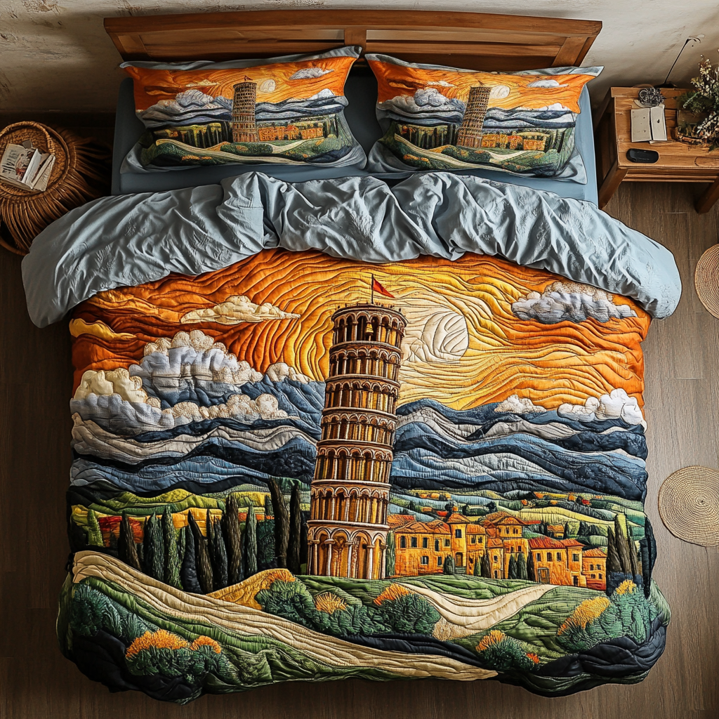 Tower View Quilted Bedding Set Italian Themed Bedroom Decor Christmas Present Ideas
