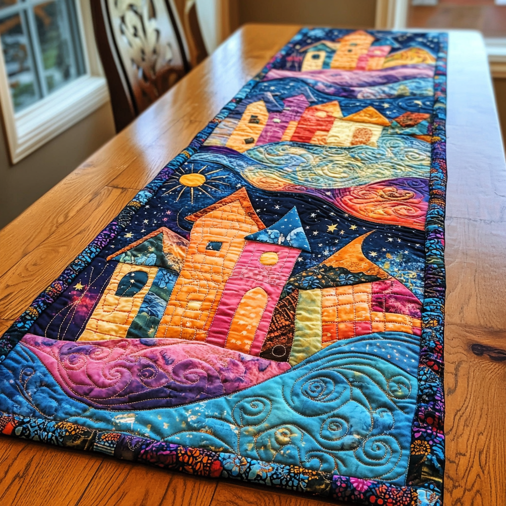 Town Charm Quilted Table Runner Dining Table Decor Best Gifts For Mother In Law