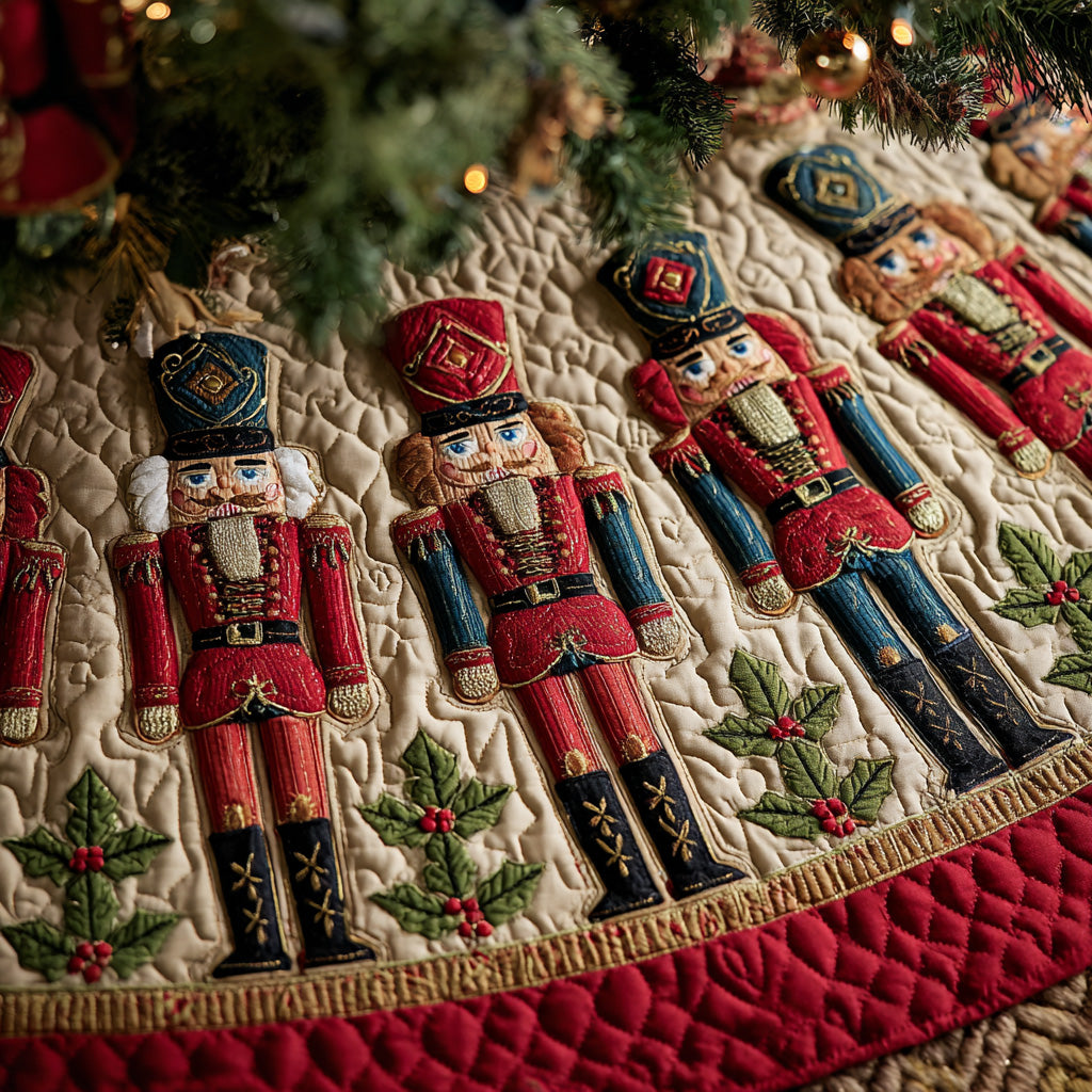 Toy Soldier Quilted Christmas Tree Skirt Warm and Soft Christmas Tree Skirt for Winter