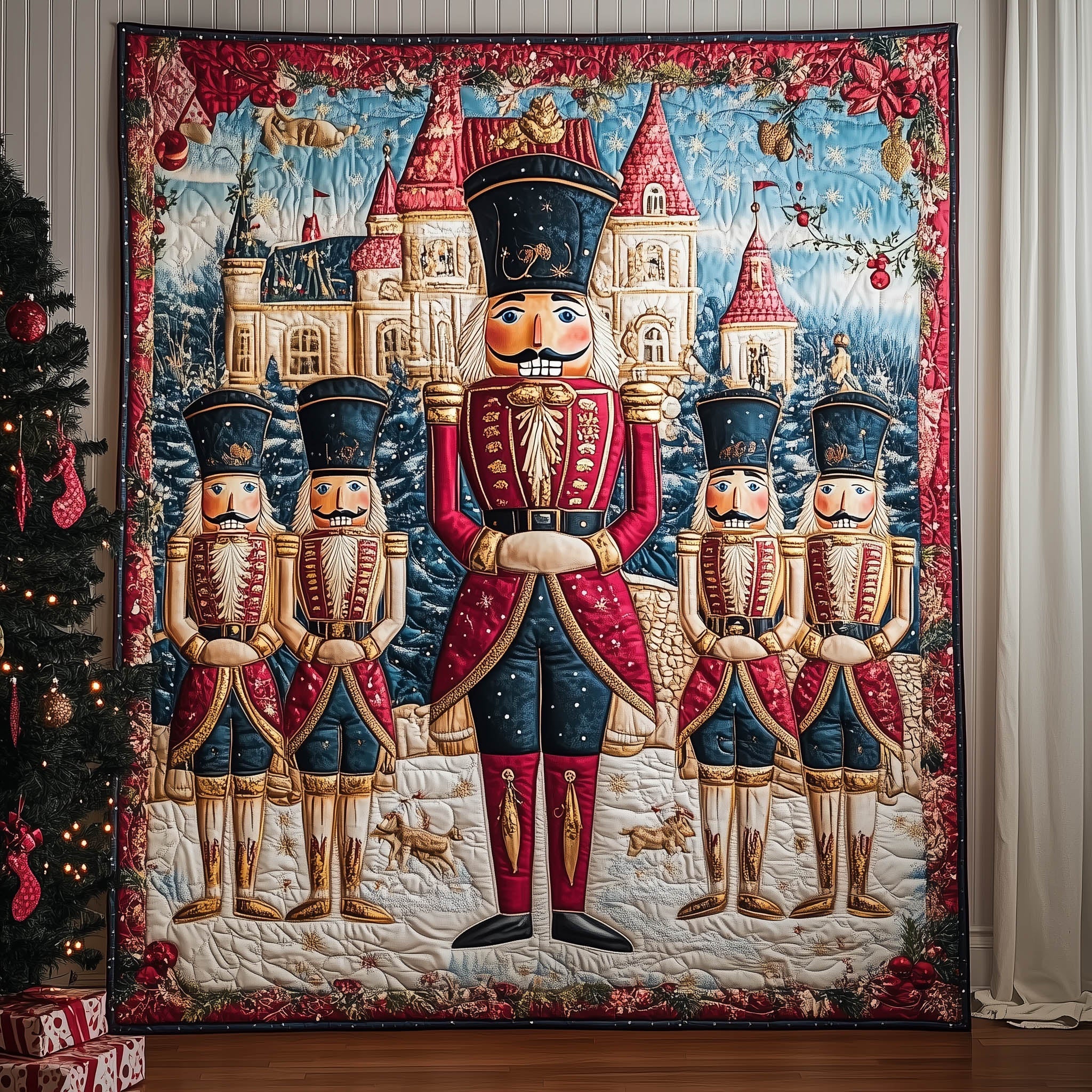 Toy Soldier Waltz Quilted Blanket Cute Christmas Blankets