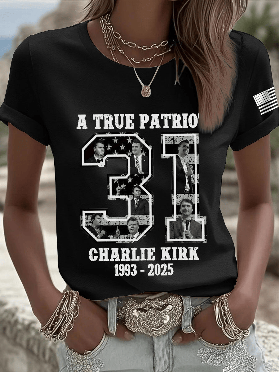 TPUSA A True Patriot Charlie Kirk 1993-2025 Shirt RIP Charlie Kirk Tee Tribute Gift for Her